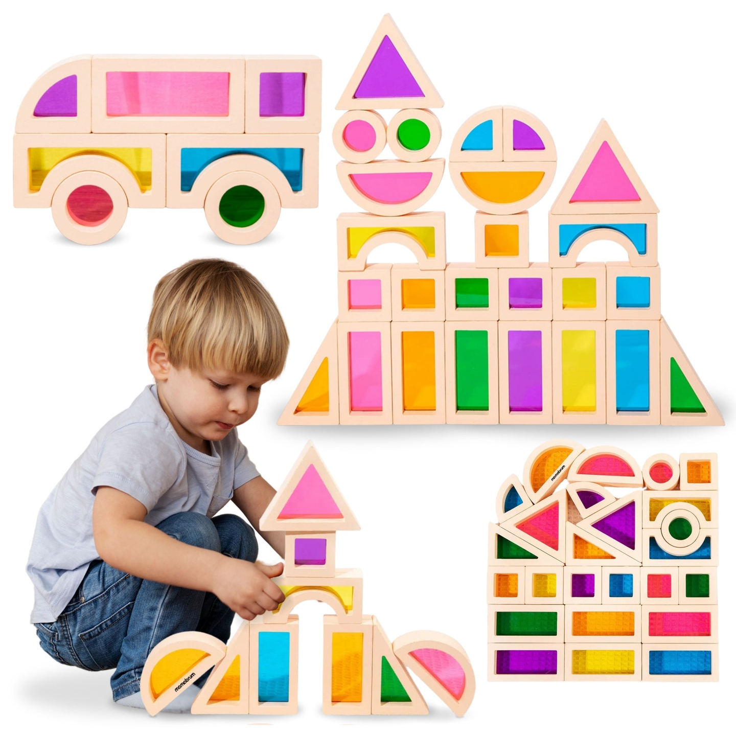 Drveni blokovi u duginim bojama - 25 komada