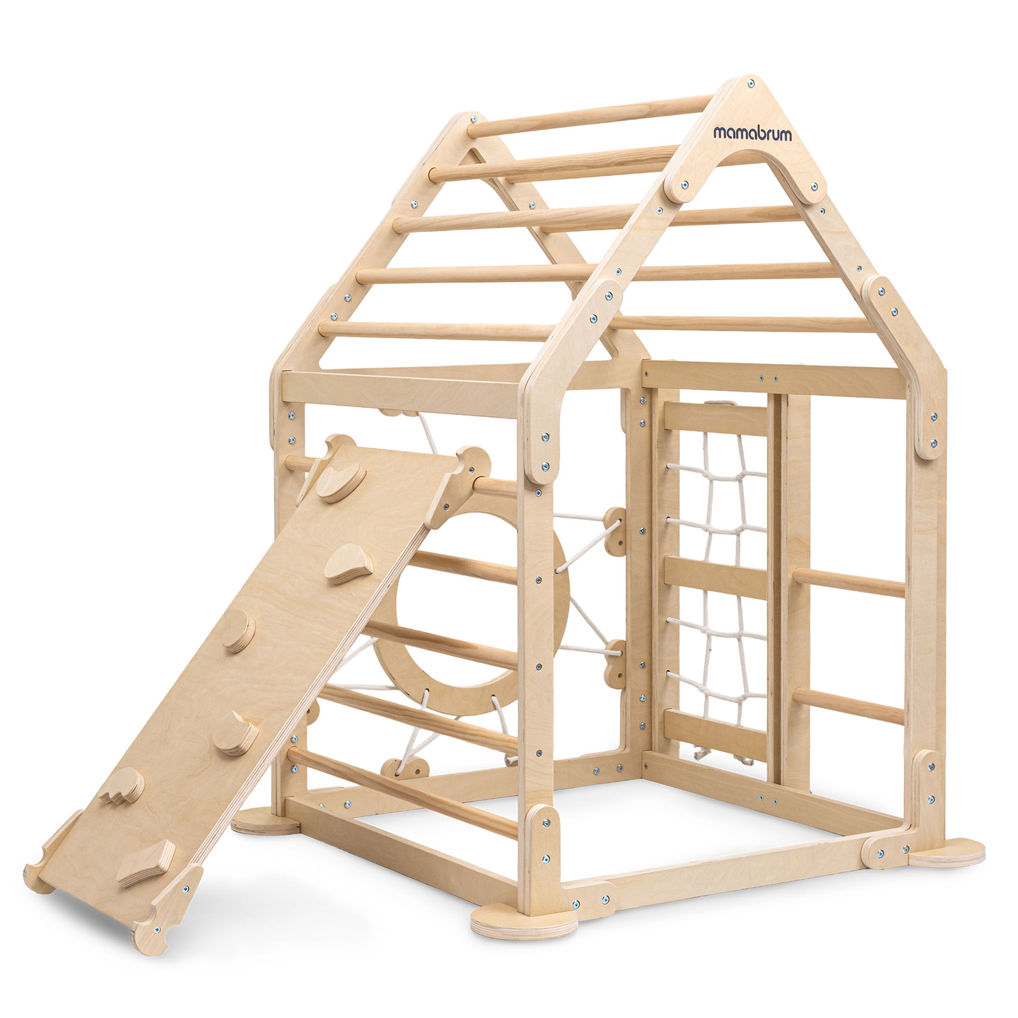 Drveno unutarnje igralište za djecu - kućica s ljestvama i toboganom