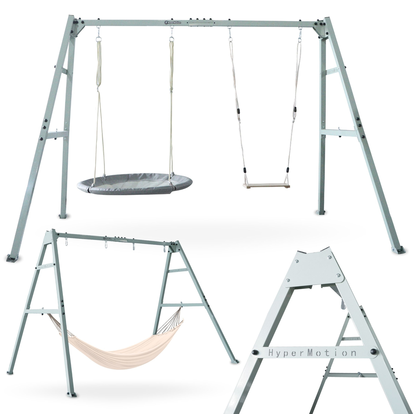 Dvostruka ljuljačka s priborom - čelični okvir - gavranovo gnijezdo, ljuljačka i viseća mreža