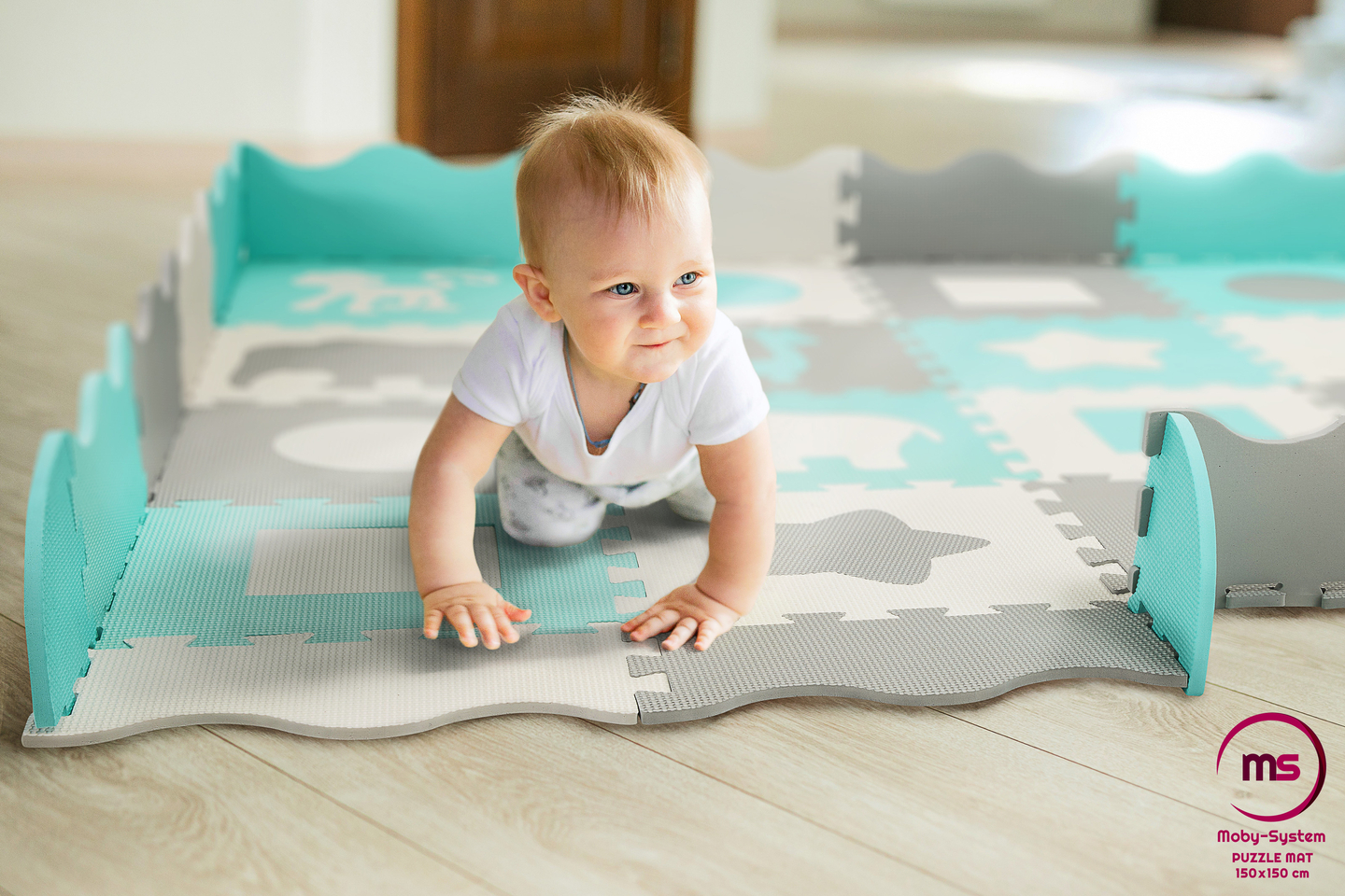 XL pjenasta puzzle podloga 150 x 150 x 1 cm s rubom - EVA pjena - mint