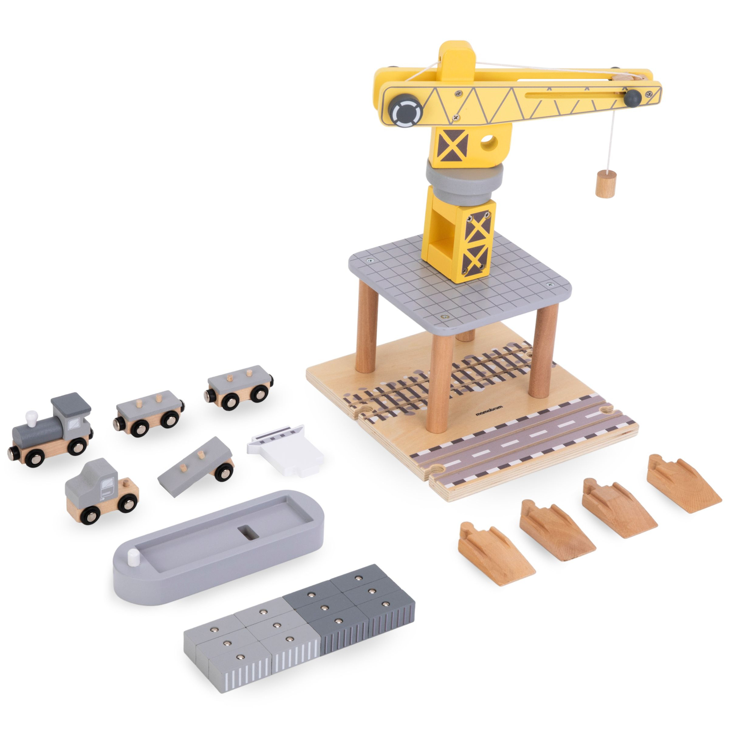 Pokretna lučka dizalica s magnetnim vitlom i priborom - drveni set