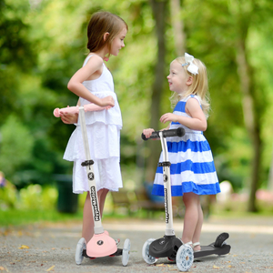 TRINGO balans skuter na tri kotača, 3-8 godina - roza + svjetleći LED kotači