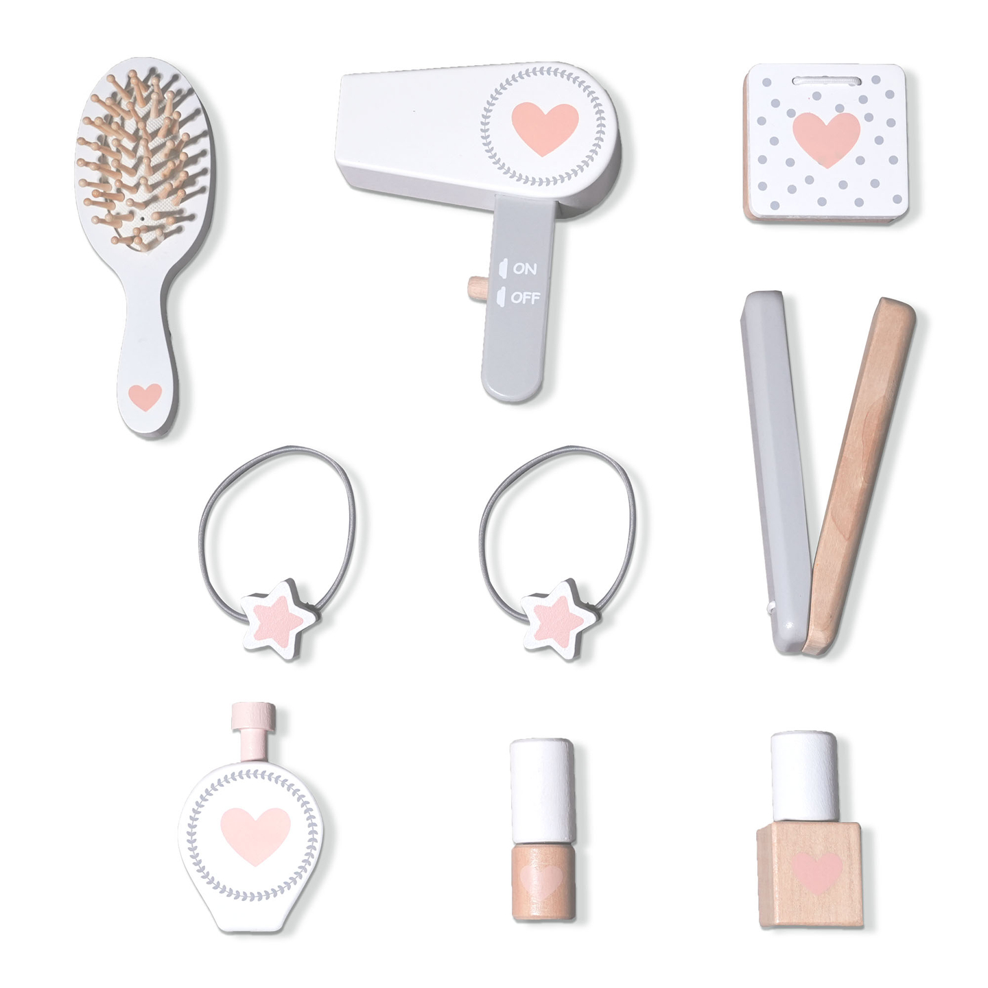 Drveni dječji toaletni stolić sa stolicom, priborom i LED rasvjetom