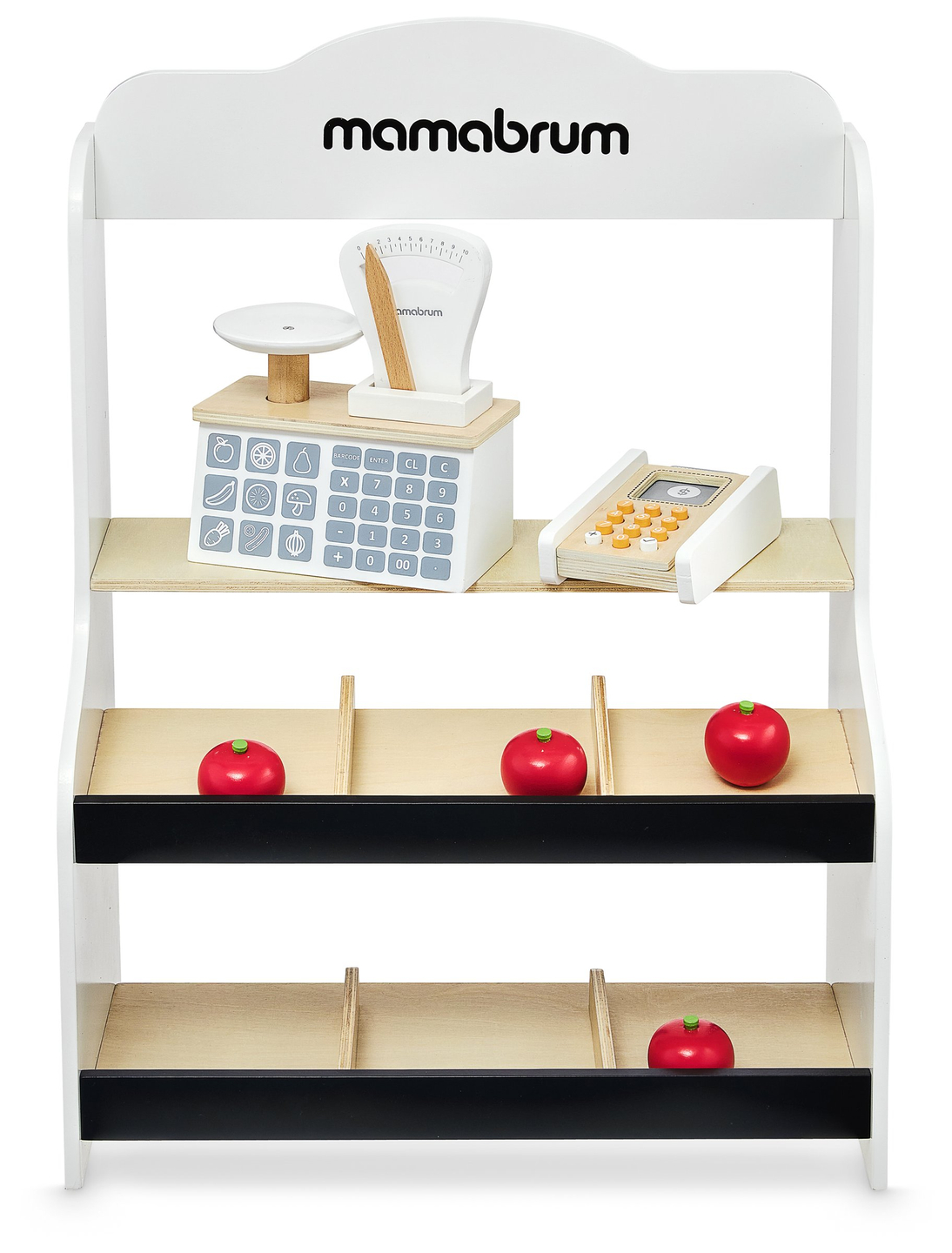 Mini market - trgovina s vagom, terminalom, platnom karticom i voćem