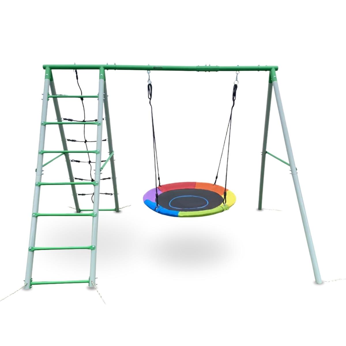 XL vrtno igralište za djecu s ljuljačkom gnijezdo roda, ljestvama i mrežom za penjanje