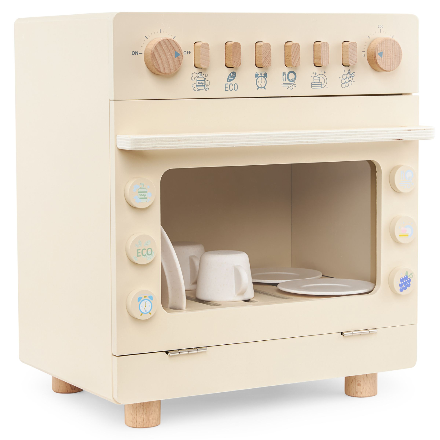 Drvena perilica posuđa s priborom