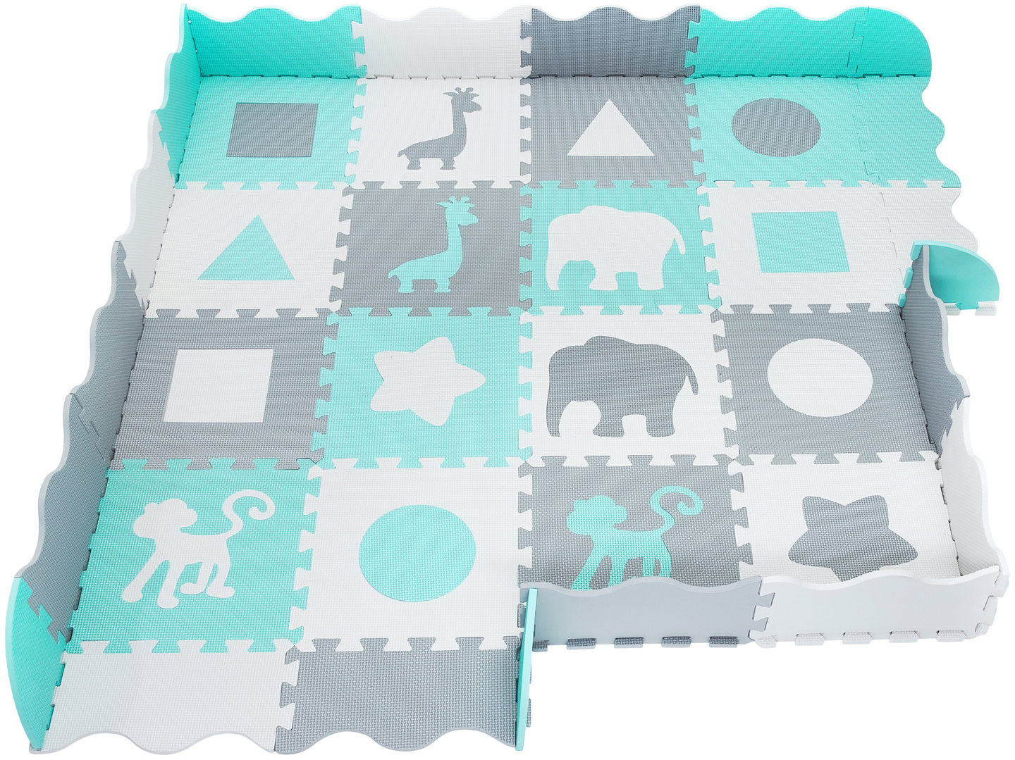 XL pjenasta puzzle podloga 150 x 150 x 1 cm s rubom - EVA pjena - mint