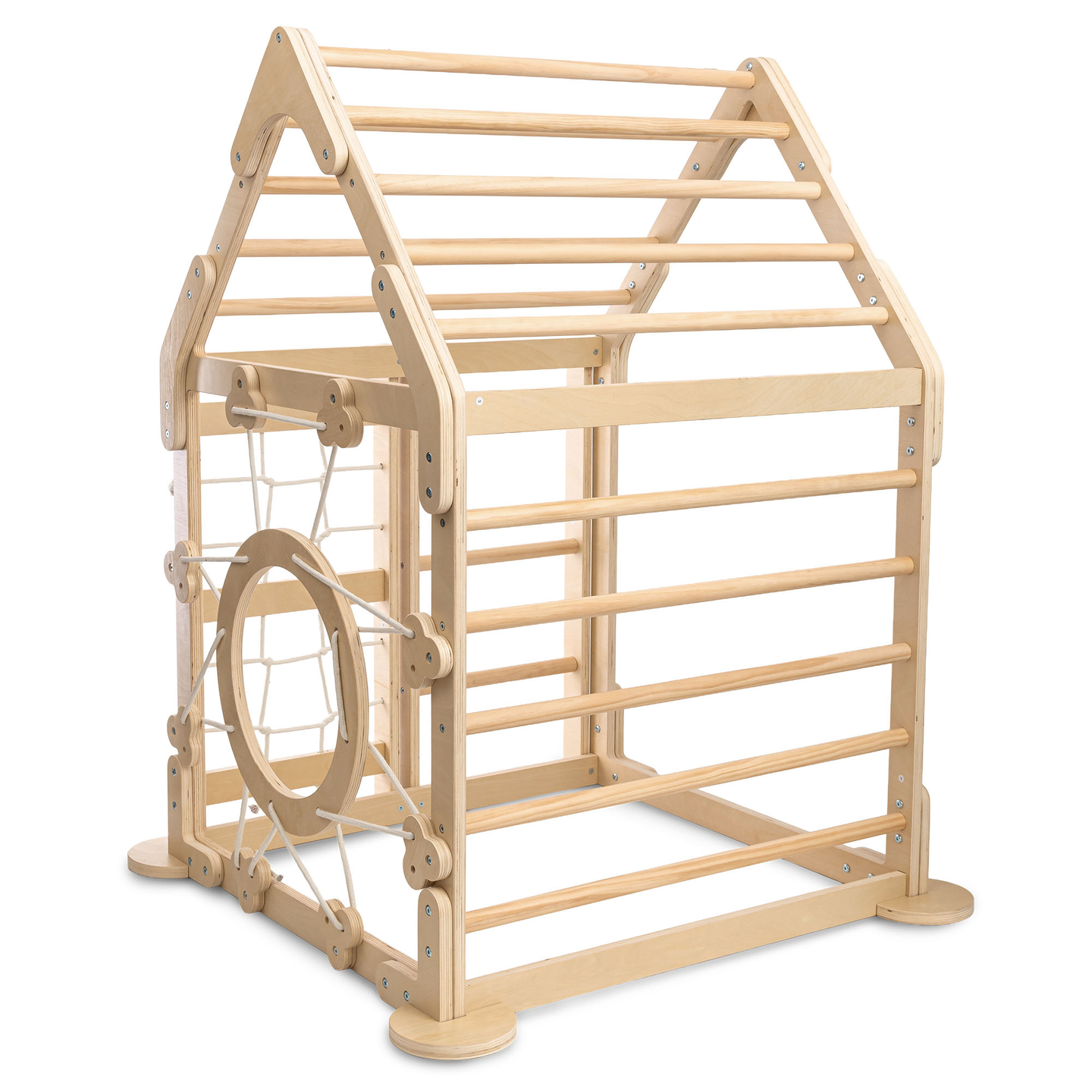 Drveno unutarnje igralište za djecu - kućica s ljestvama i toboganom