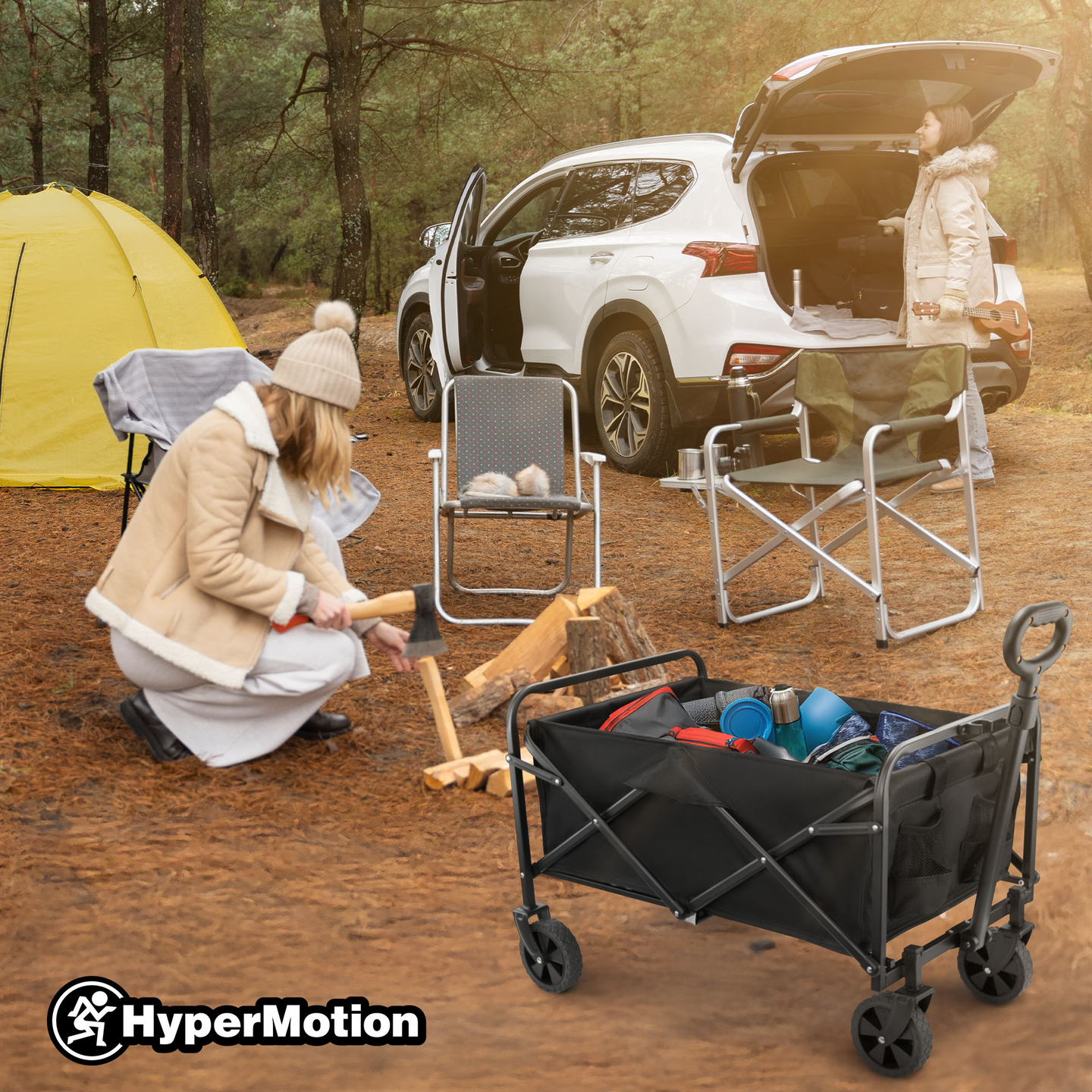 HyperMotion sklopiva kolica za plažu - crna, 80 kg