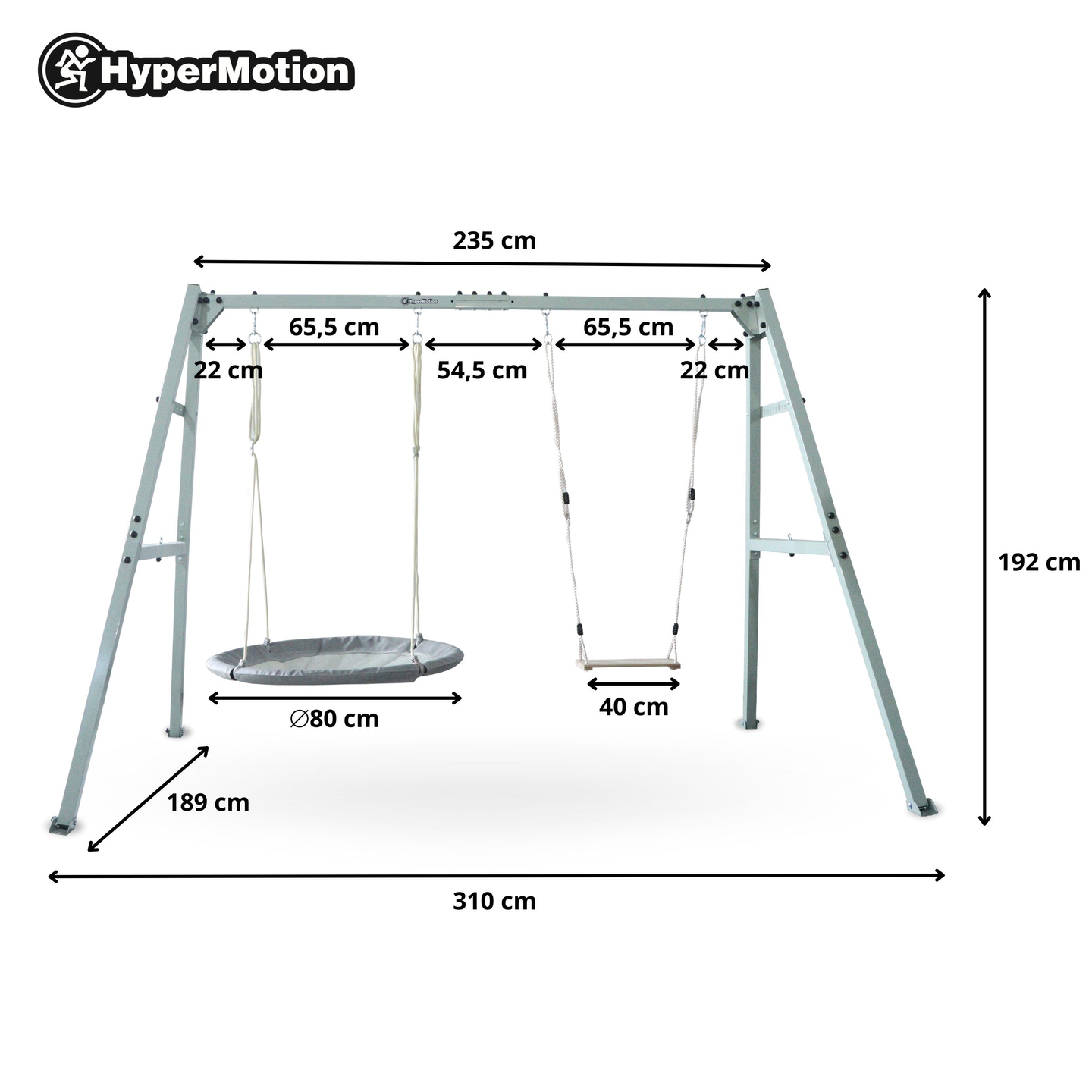 Dvostruka ljuljačka s priborom - čelični okvir - gavranovo gnijezdo, ljuljačka i viseća mreža