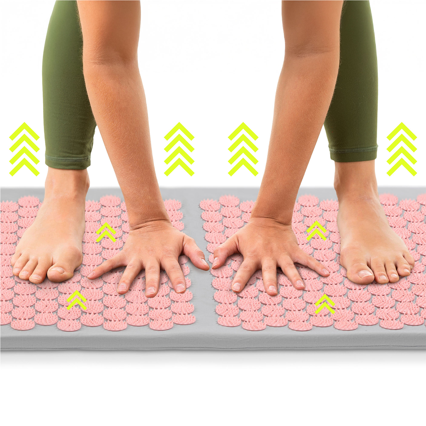 Velika akupresurna prostirka s jastukom i navlakom - 130 cm HyperMotion siva i roza