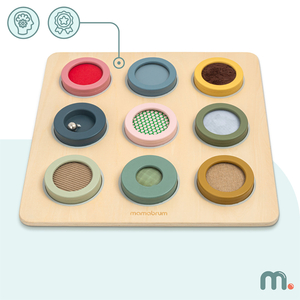 Drvena Montessori senzorna ploča – 9 tekstura za otkrivanje i razvoj osjeta dodira