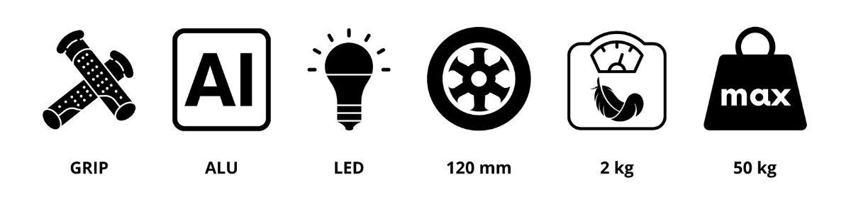 TRINGO romobil za ravnotežu na tri kotača, 3-8 godina - crni + svjetleći LED kotači