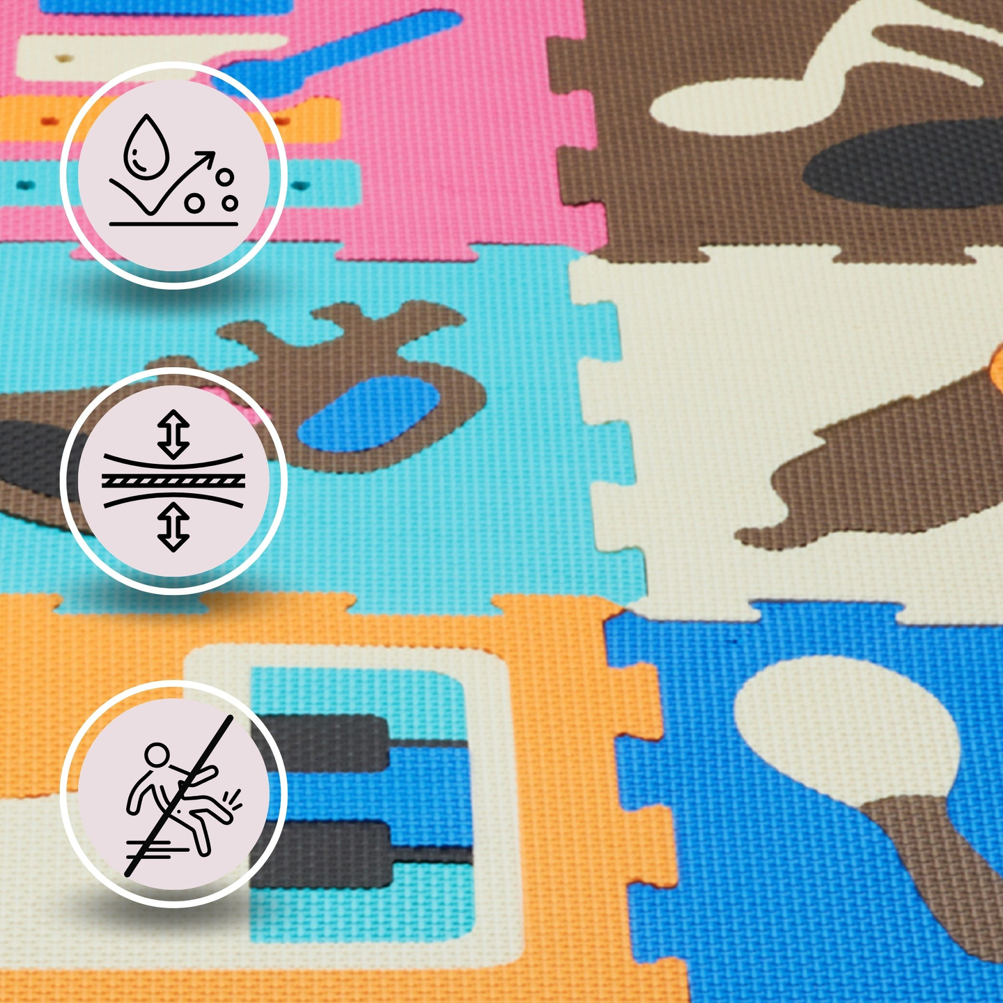 Edukativna puzzle od pjene 90 x 90 x 1 cm - EVA pjena - uzorak: instrumenti