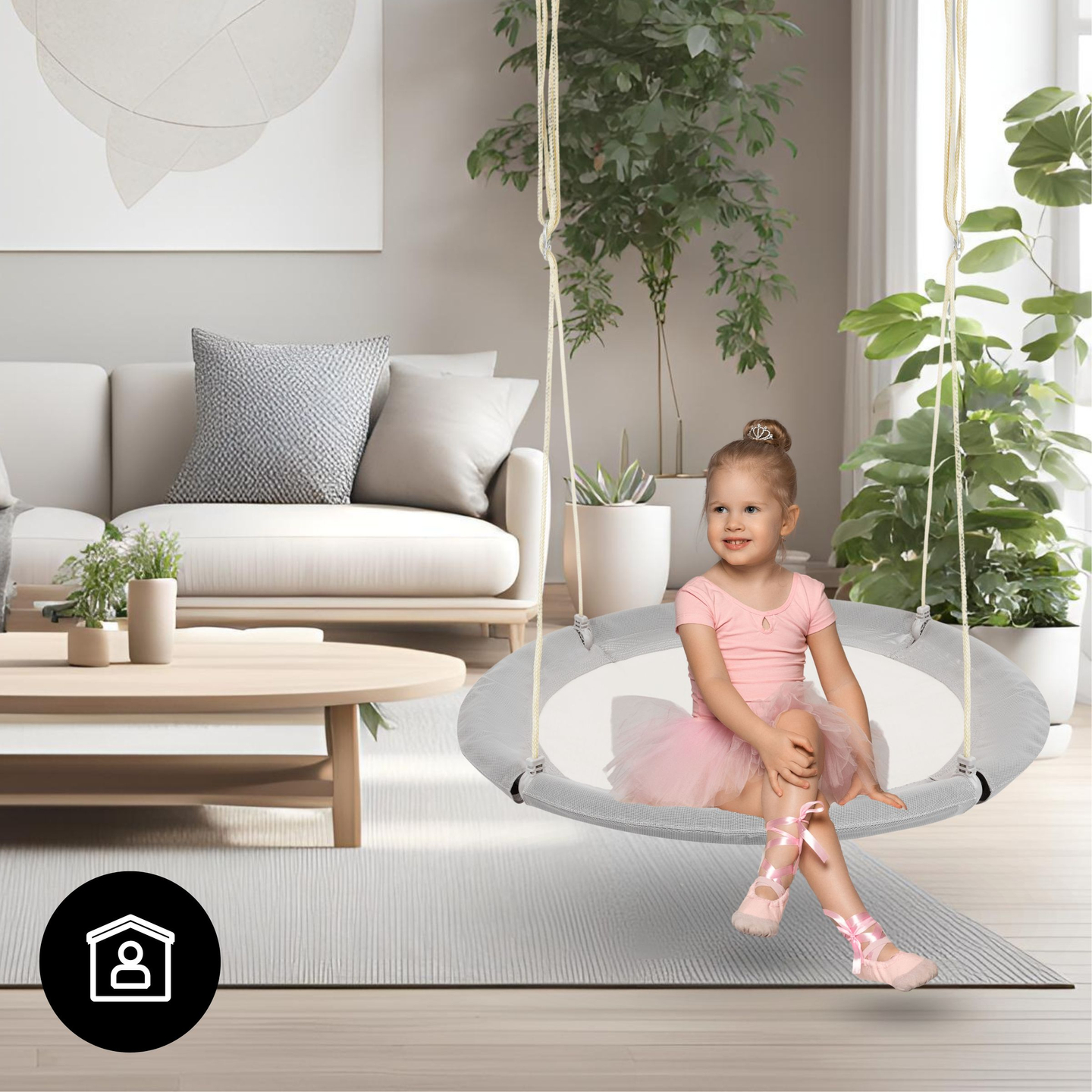 HyperMotion ljuljačka "vranjino gnijezdo" - promjer 100 cm, siva