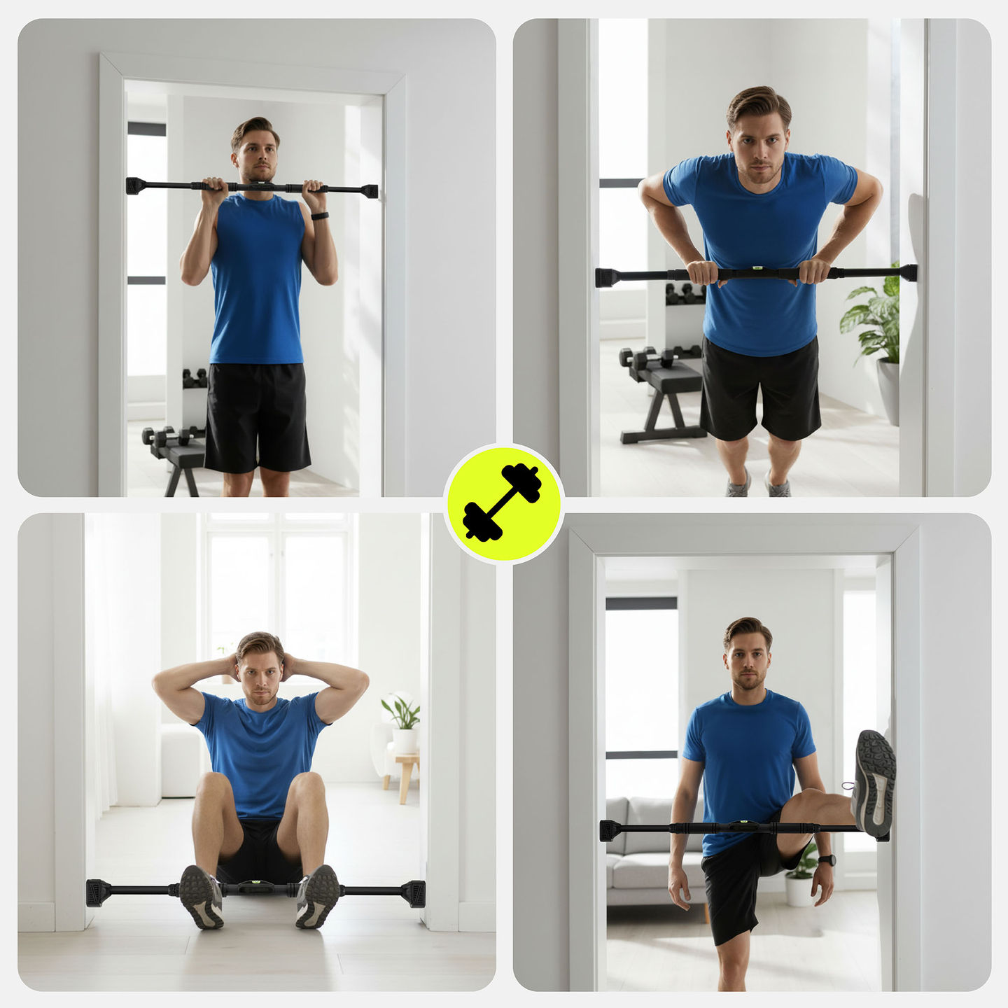 HyperMotion Podesiva šipka za zgibove 74-100 cm, 200 kg, crna