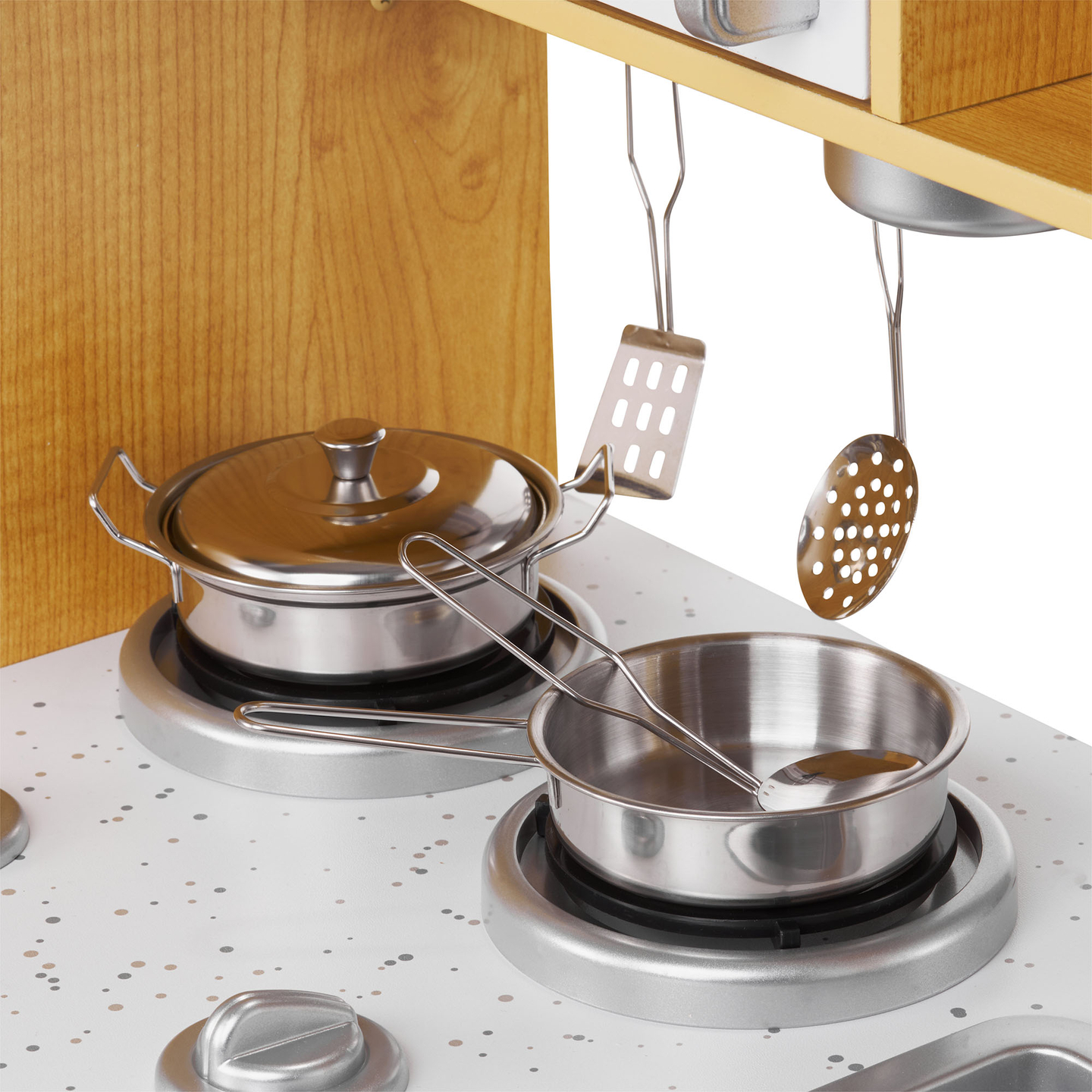 XXL drvena kuhinja s LED rasvjetom, pregačom i priborom