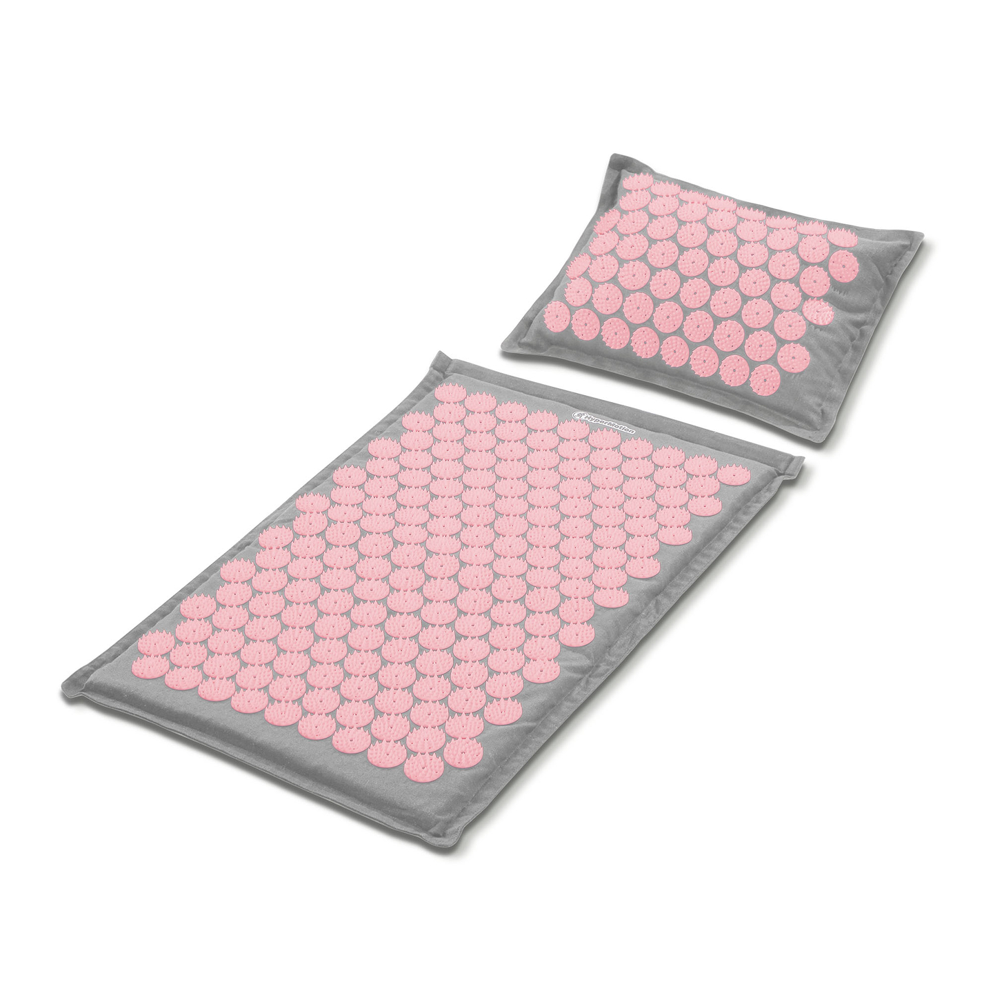 EKO lanena prostirka za akupresuru s kokosovim vlaknima i jastukom od heljde – 68 cm HyperMotion siva i ružičasta