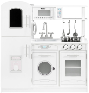 Veliki drveni bijeli kuhinjski dodaci i pregača