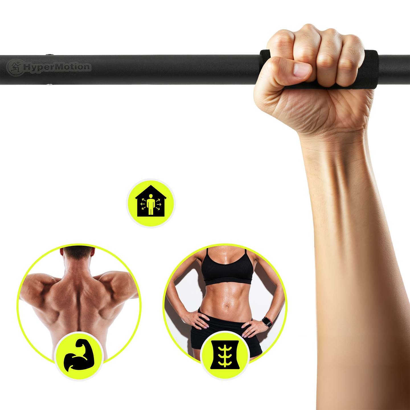 HyperMotion podesiva šipka za zgibove 80-130 cm, 150 kg, crna