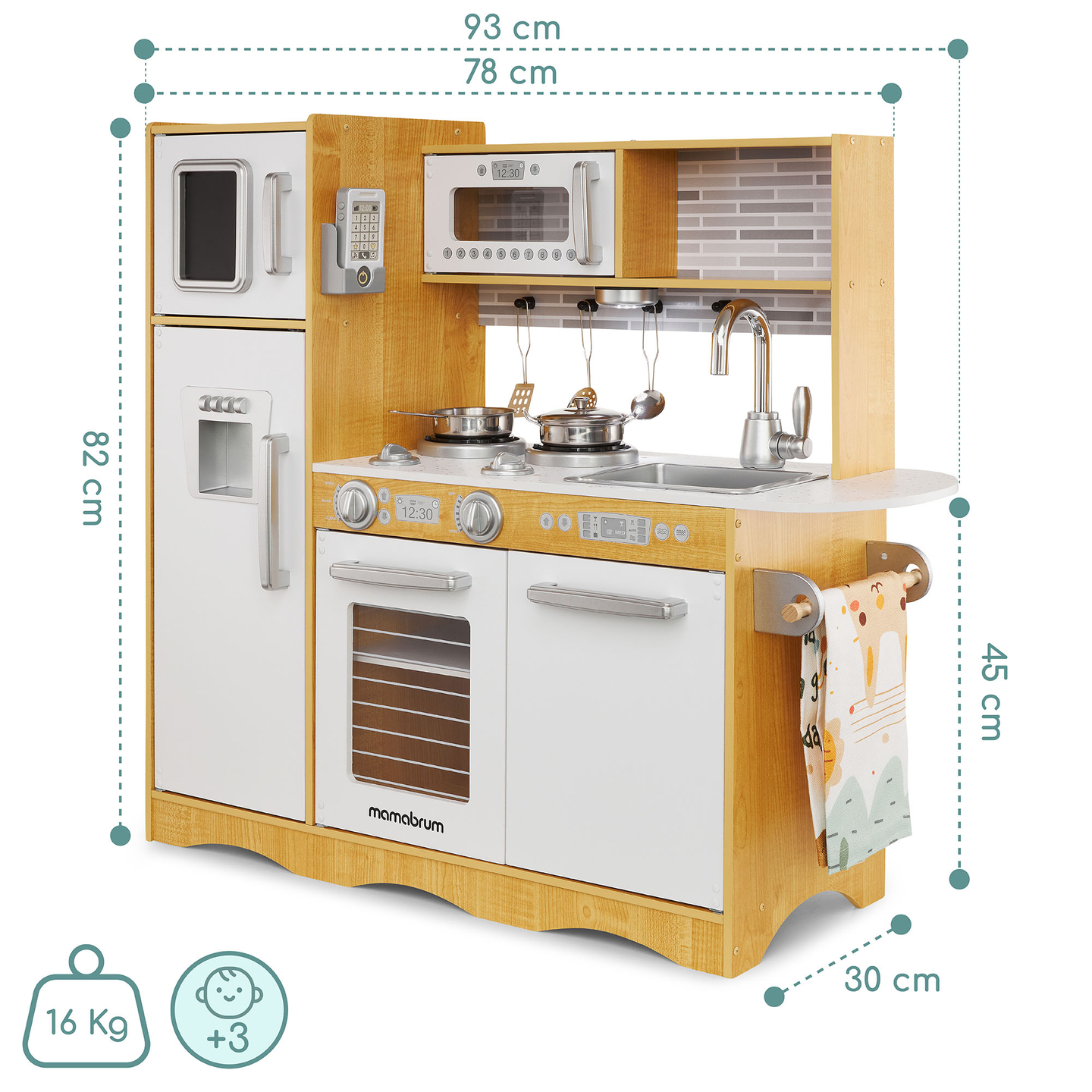 XXL drvena kuhinja s LED rasvjetom, pregačom i priborom