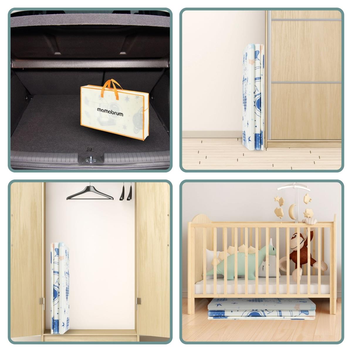 Dvostrani sklopivi pjenasti podmetač 180 x 120 x 1 cm - prostor/geometrijski trokuti