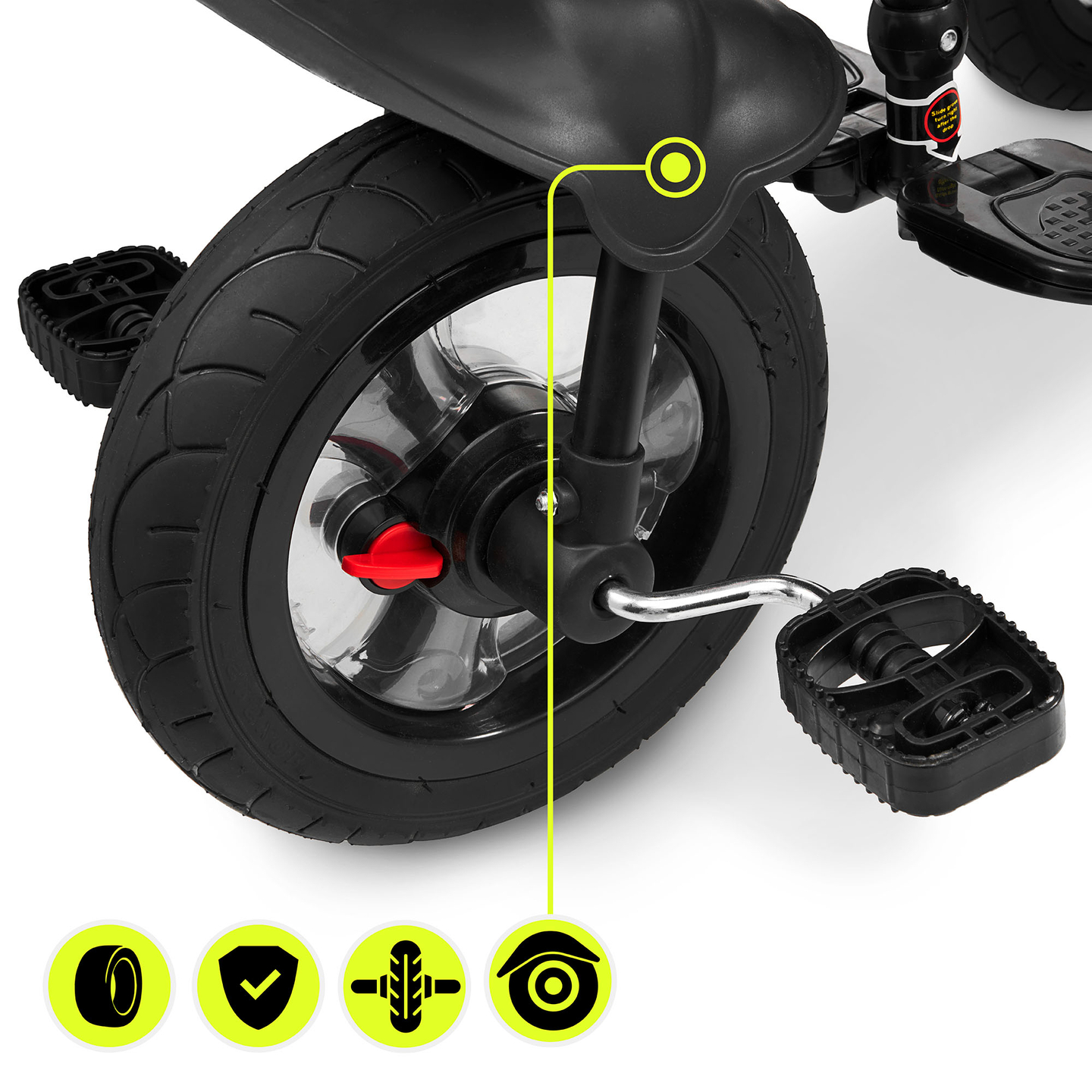 Tricikl za djecu 1-4 godine - TOBI FREY - siva boja - okretna - kotači na napuhavanje + guralica