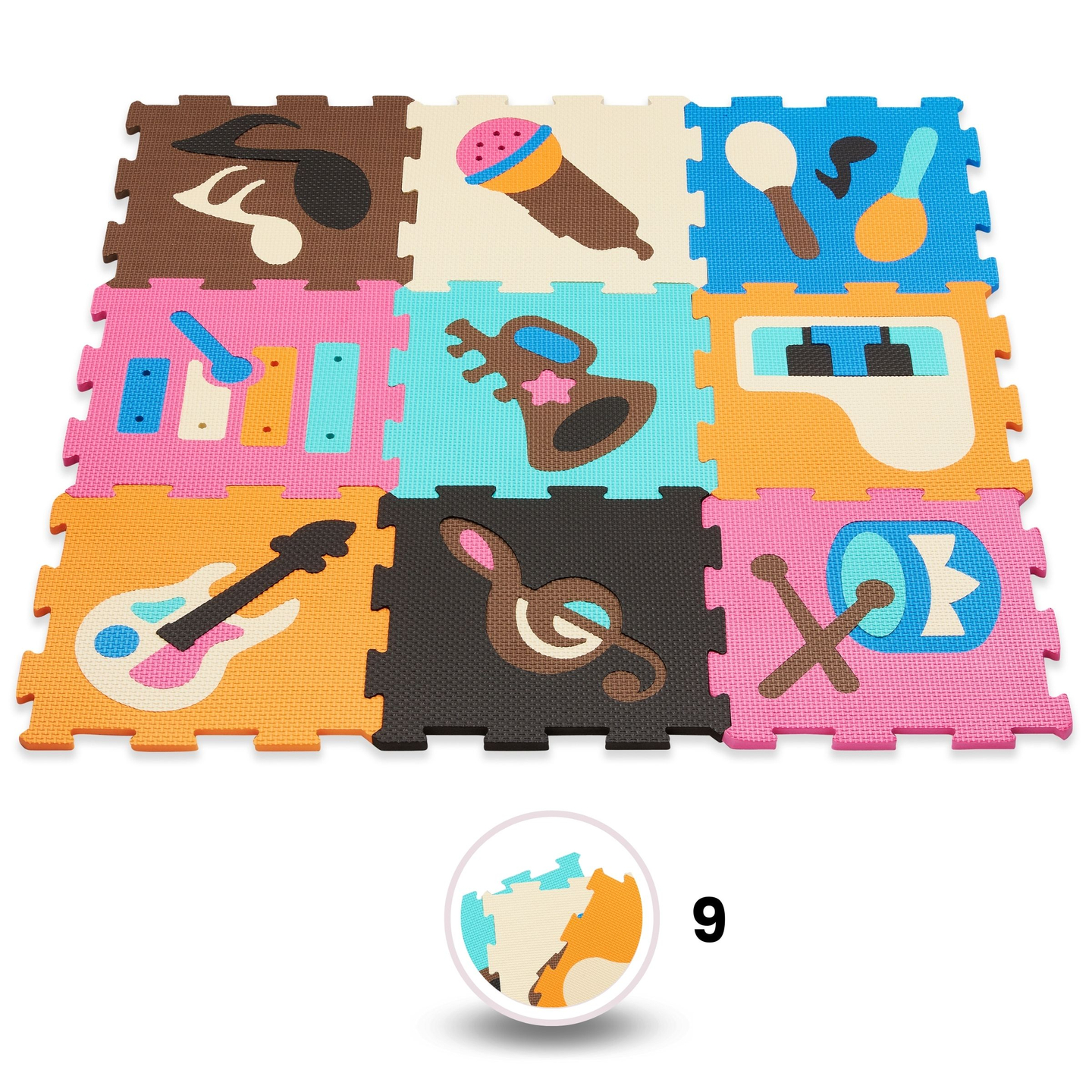 Edukativna puzzle od pjene 90 x 90 x 1 cm - EVA pjena - uzorak: instrumenti