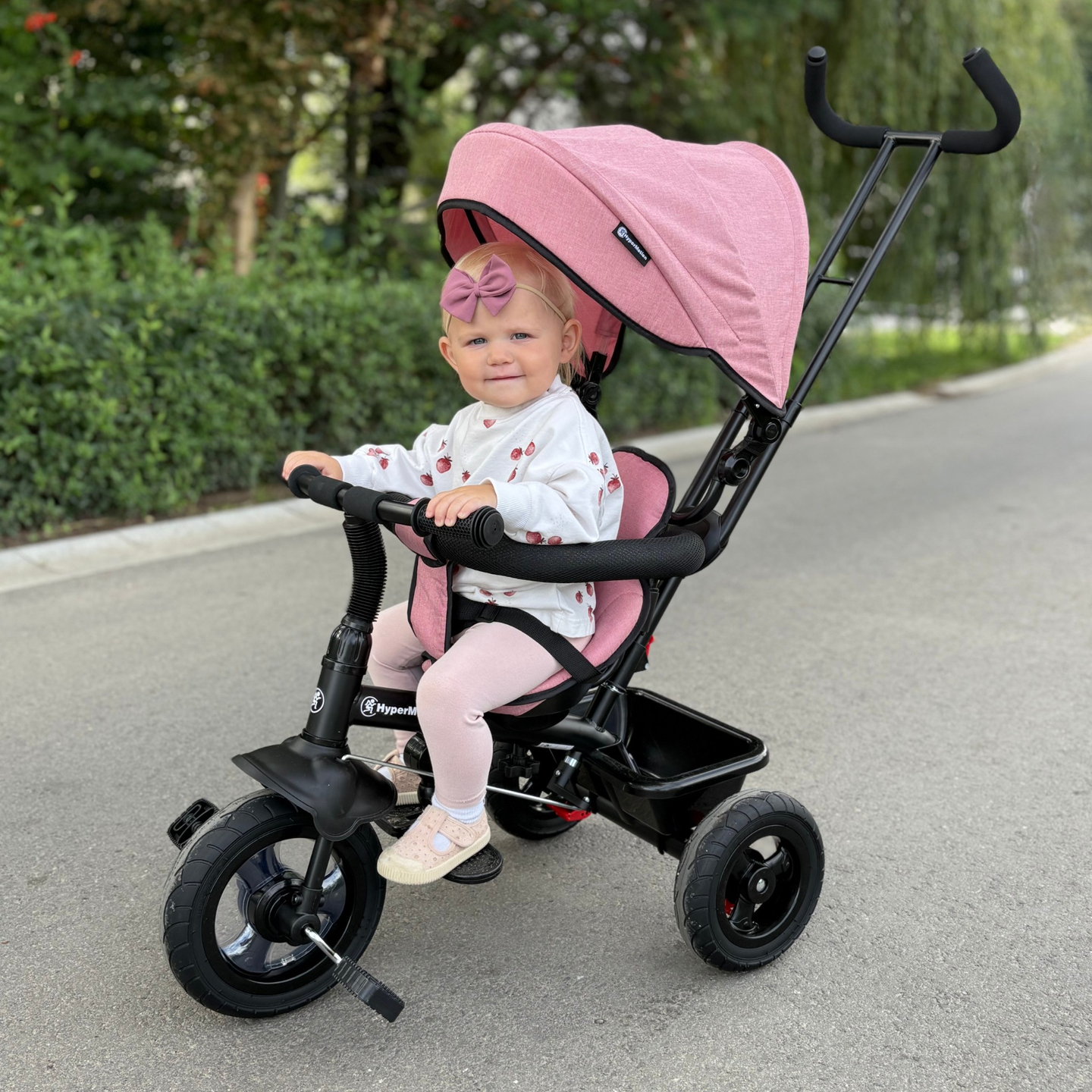 Tricikl za djecu 1-4 godine - TOBI FREY - ružičasti - okretni - kotači na napuhavanje + guralica