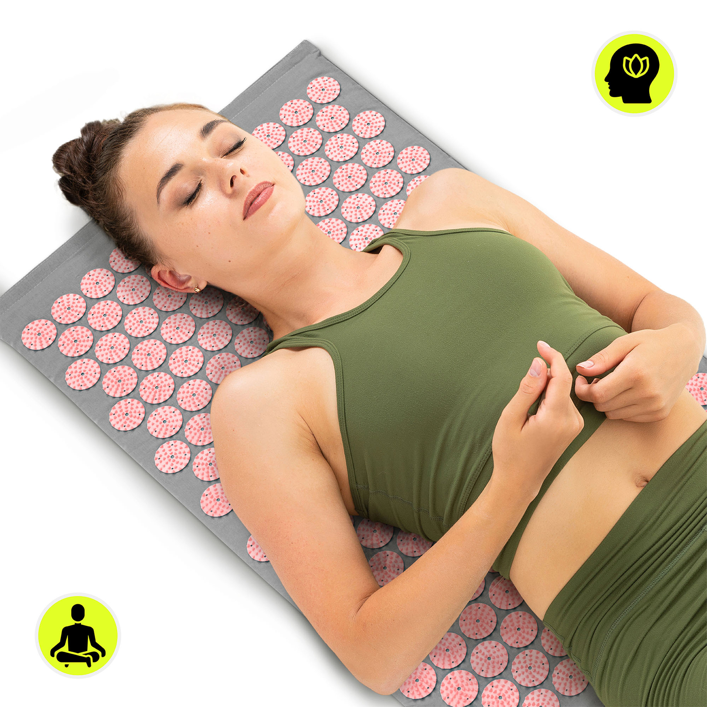 Prostirka za akupresuru s jastukom i navlakom - 72 cm HyperMotion siva i roza