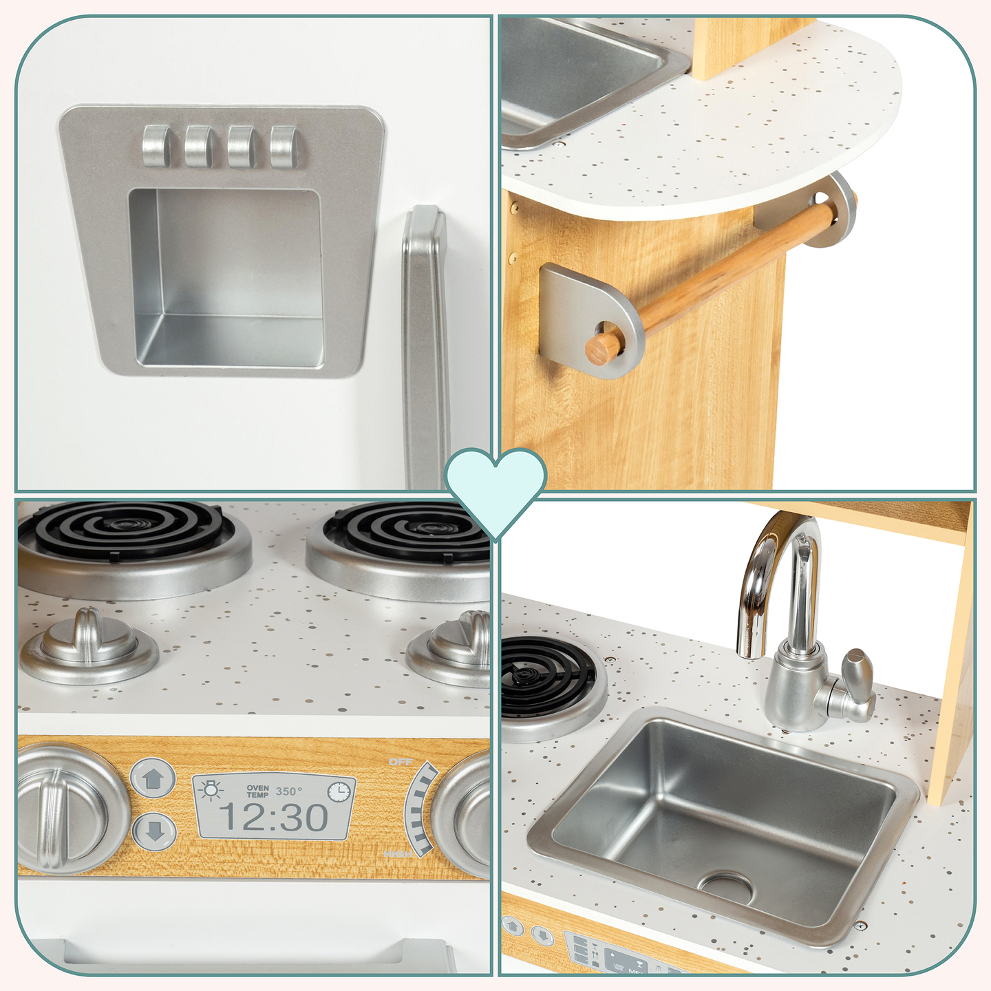 XXL drvena kuhinja s LED rasvjetom, pregačom i priborom