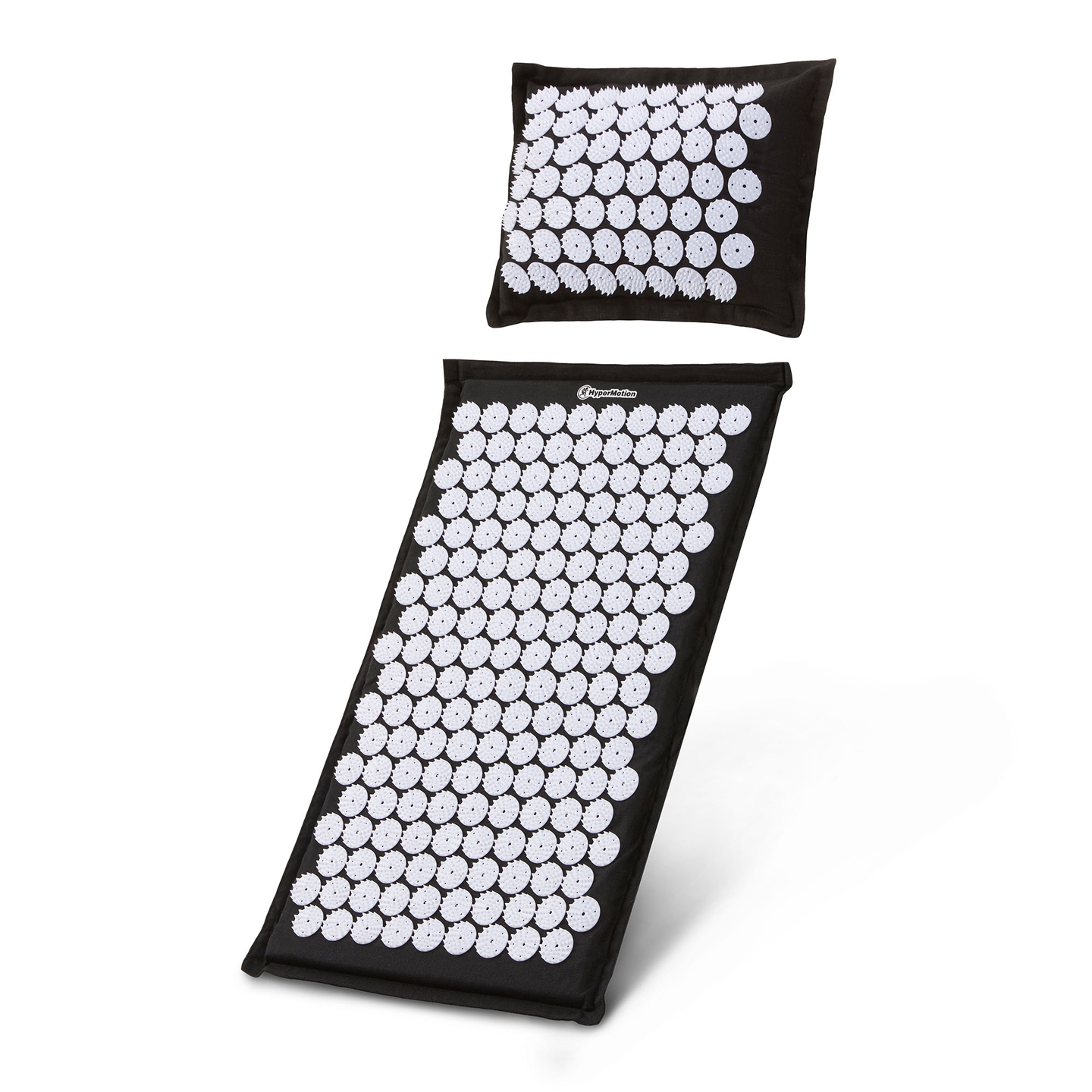 EKO lanena prostirka za akupresuru s kokosovim vlaknima i jastukom od heljde – 68 cm HyperMotion crno-bijela