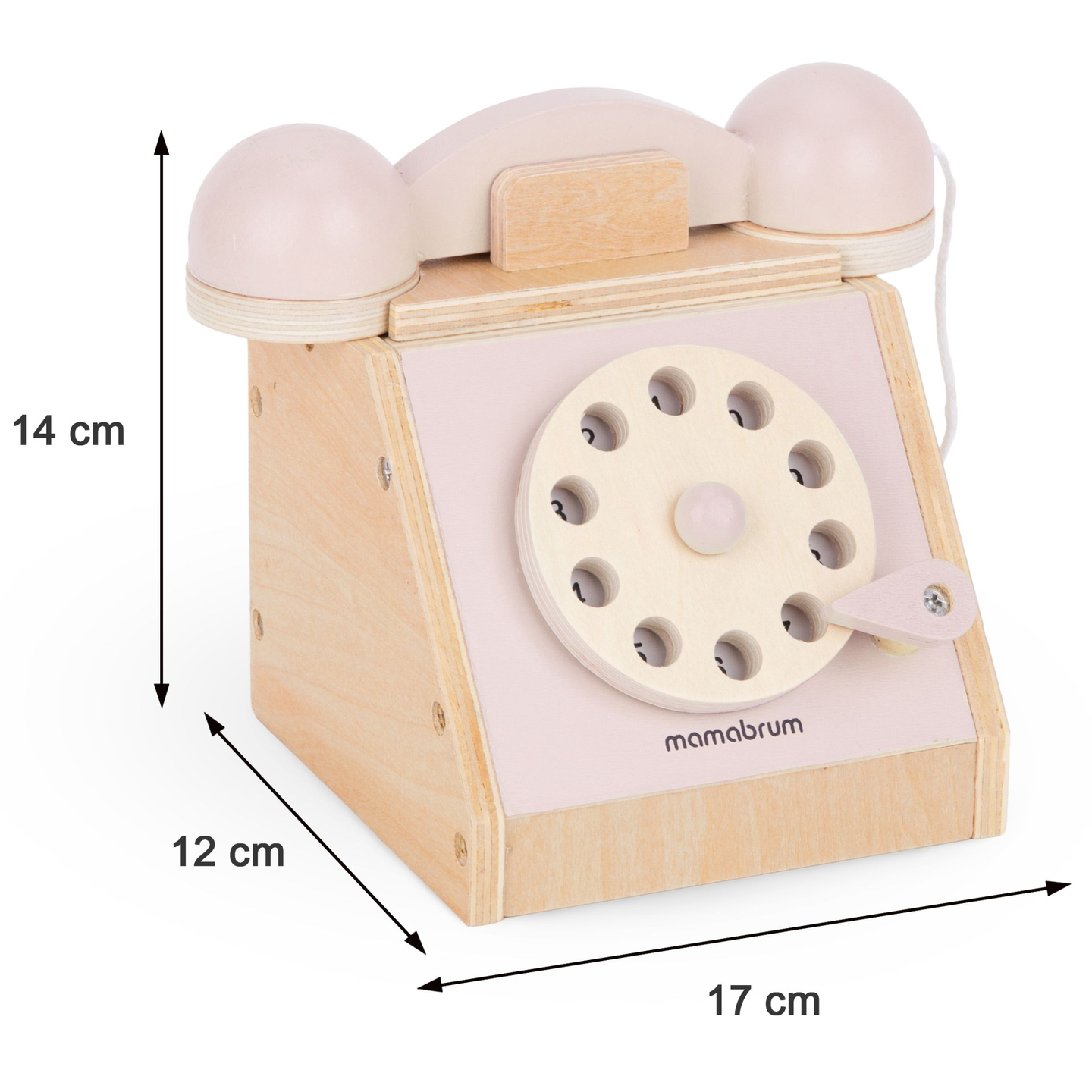 Drveni retro telefon - pastelno roza