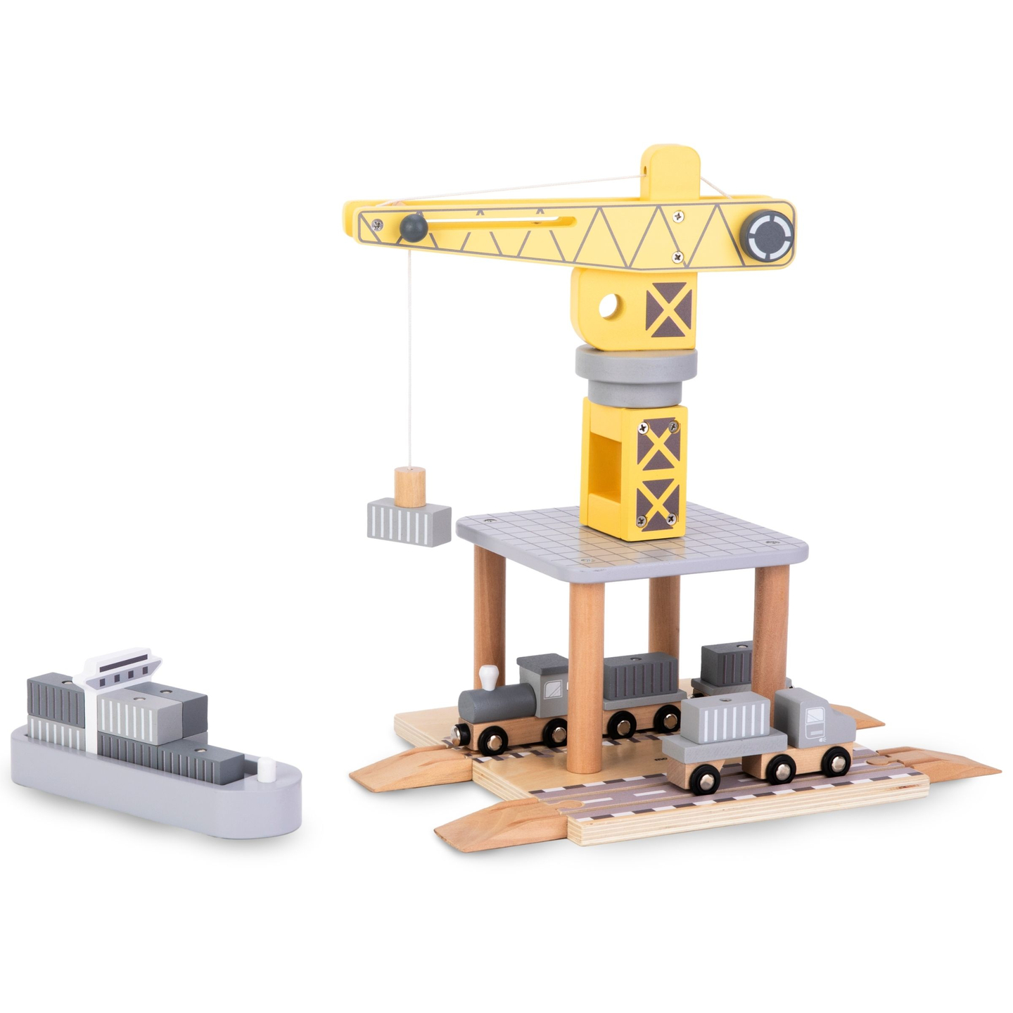 Pokretna lučka dizalica s magnetnim vitlom i priborom - drveni set