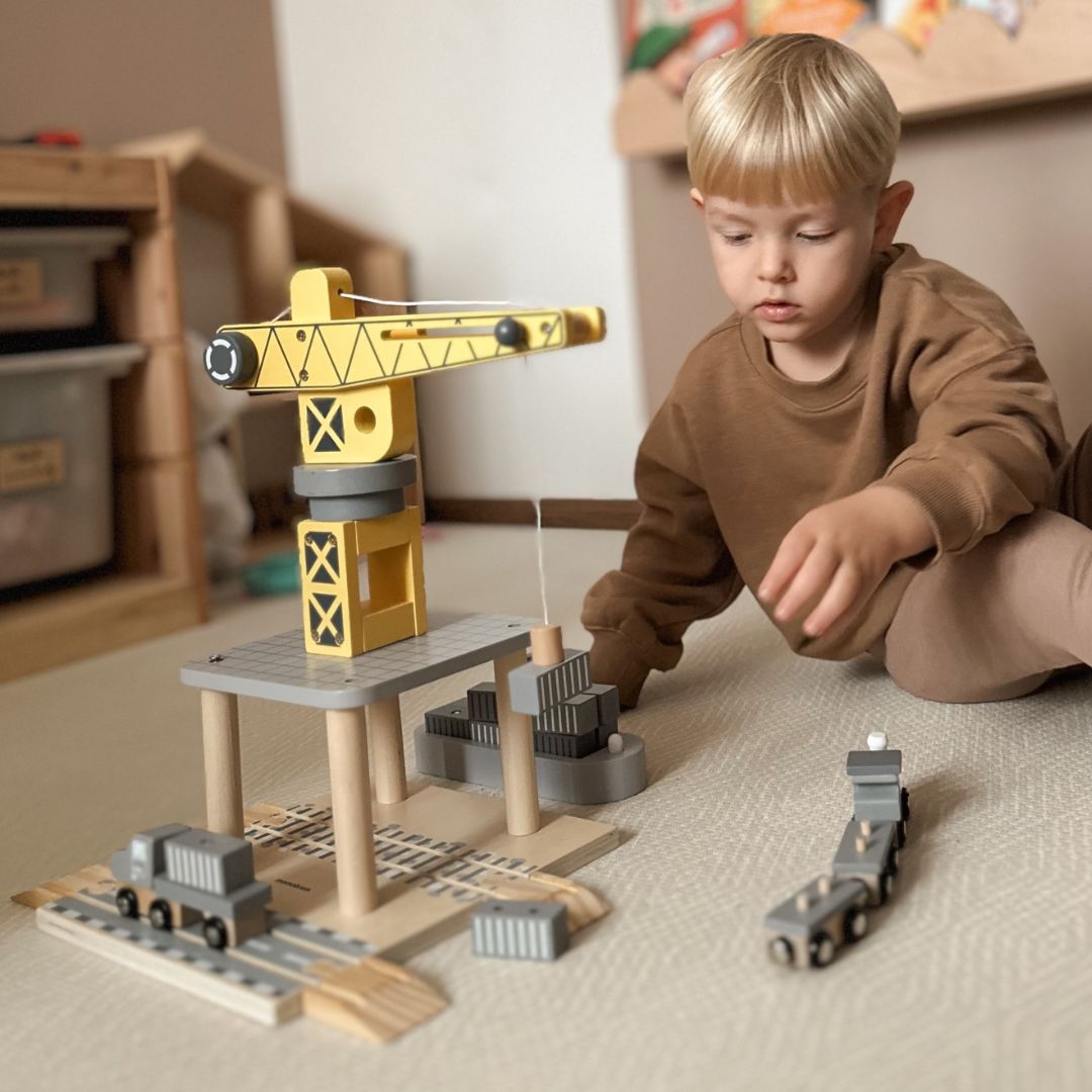 Pokretna lučka dizalica s magnetnim vitlom i priborom - drveni set