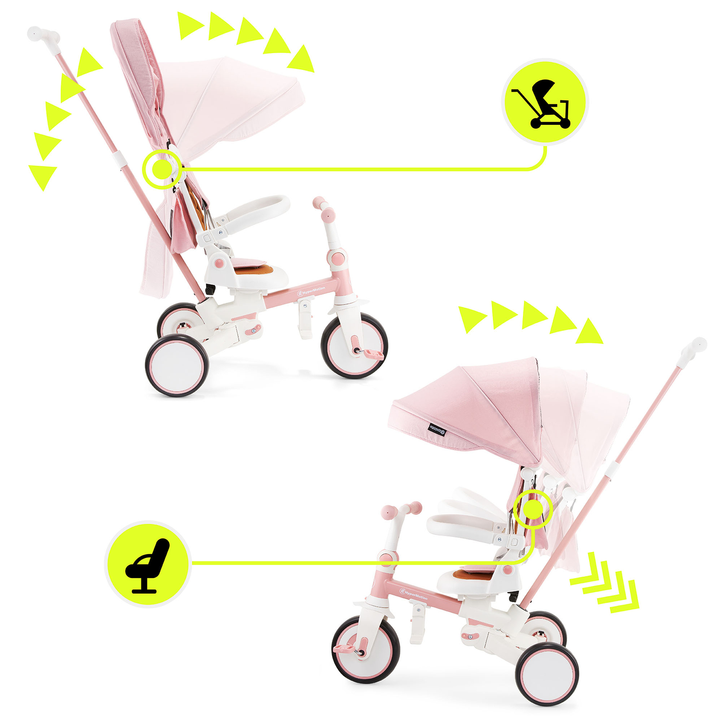 TOBI FOREST 8-u-1 višenamjenski tricikl - roza