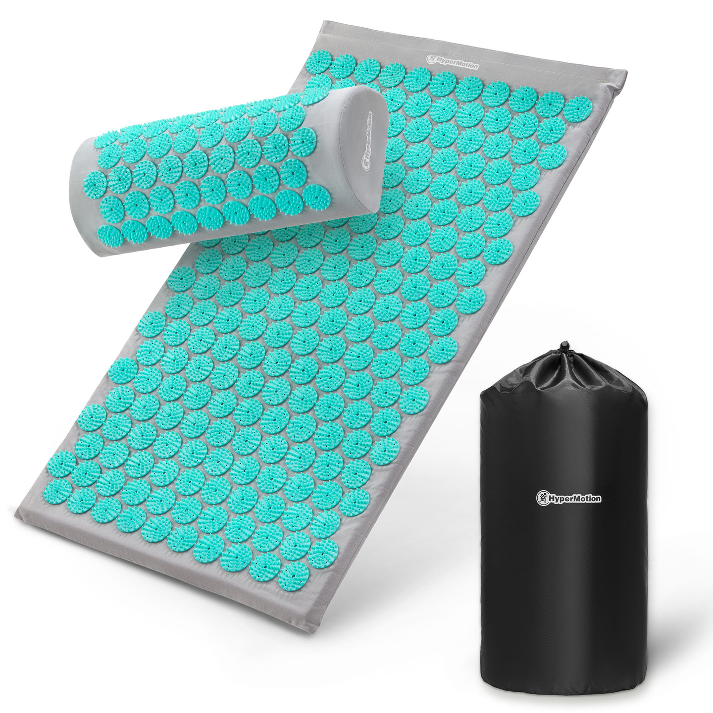 Prostirka za akupresuru s jastukom i navlakom - 72 cm HyperMotion sivo-menta