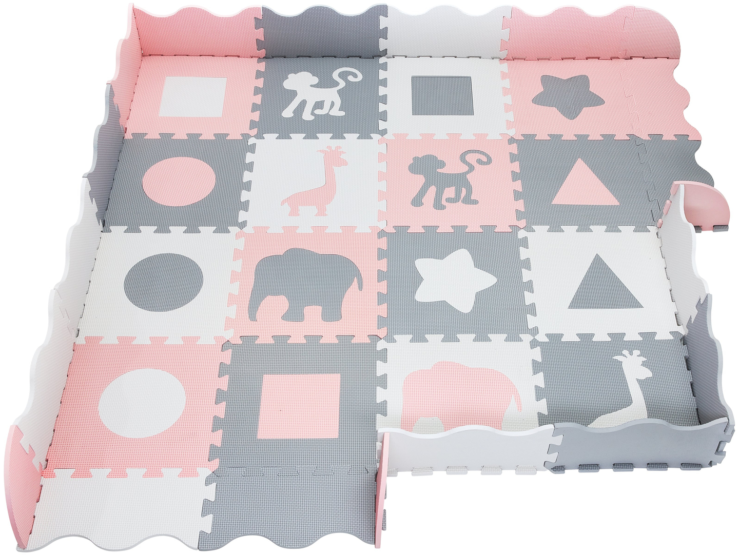 XL pjenasta puzzle podloga 150 x 150 x 1 cm s rubom - EVA pjena - roza