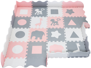 XL pjenasta puzzle podloga 150 x 150 x 1 cm s rubom - EVA pjena - roza