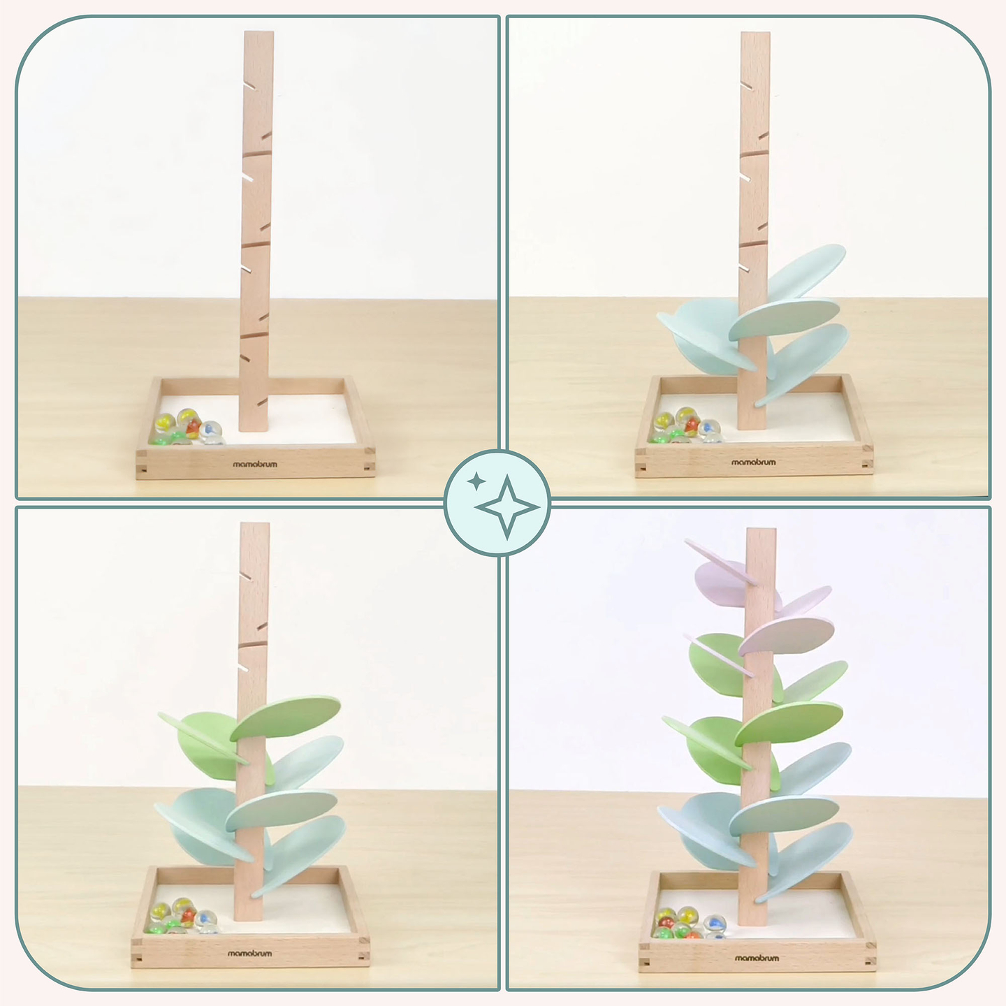 Drvena staza za kuglice - zvučno drvo s kuglicama