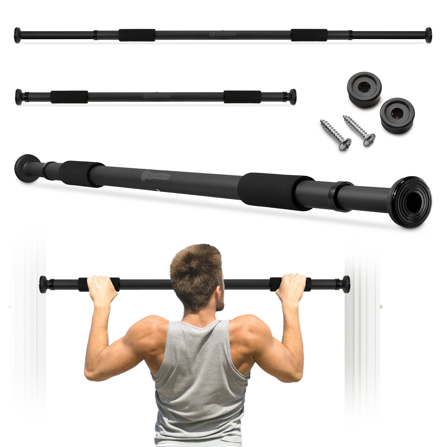 HyperMotion podesiva šipka za zgibove 80-130 cm, 150 kg, crna