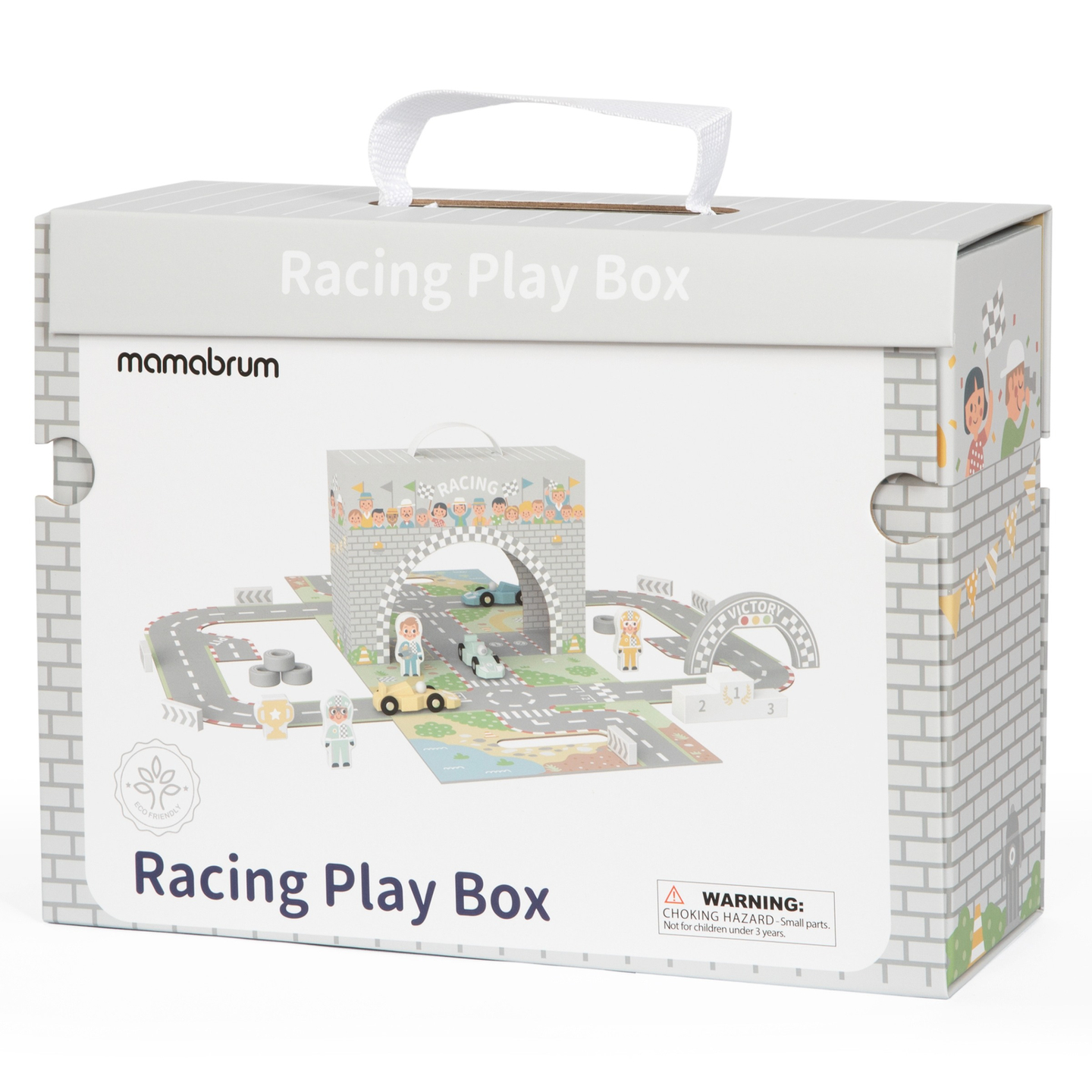 Magnetni kofer s trkaćom stazom, drvenim vozilima i cestovnim dodacima