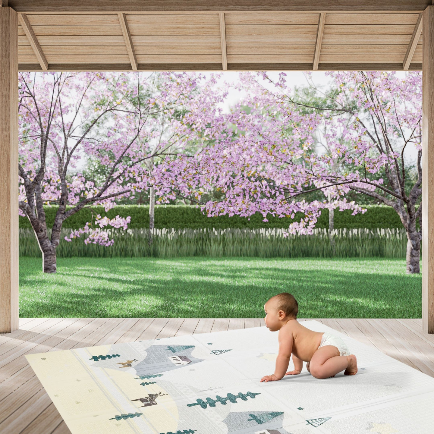 Dvostrana XXL pjenasta prostirka - sklopiva 1 CM (planina i cesta)