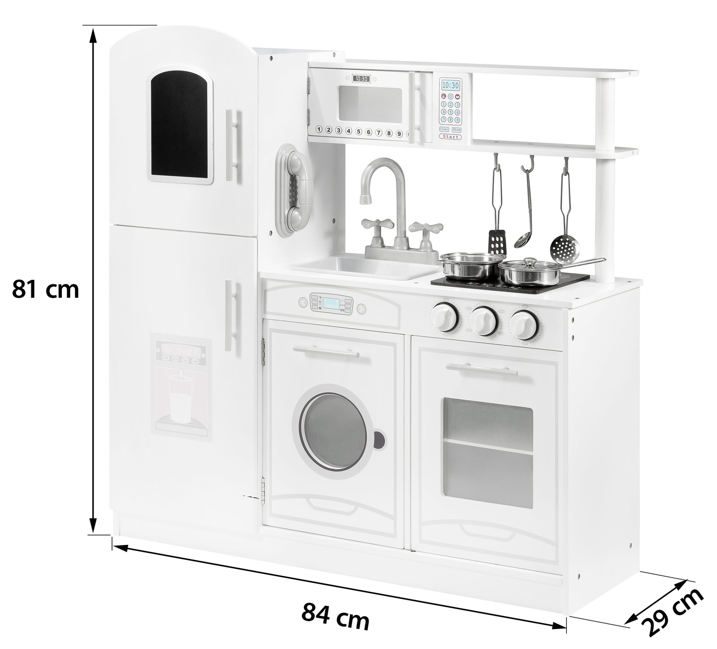 Veliki drveni bijeli kuhinjski dodaci i pregača