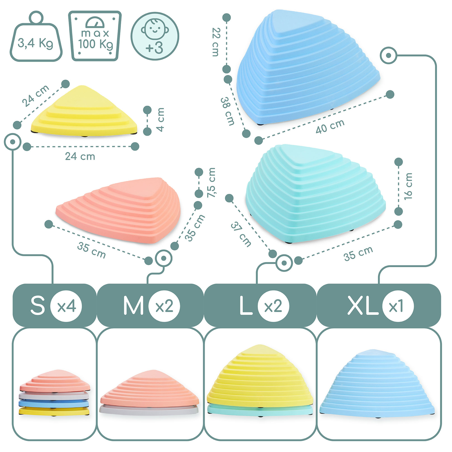 Kamenje za ravnotežu u boji - 9 komada