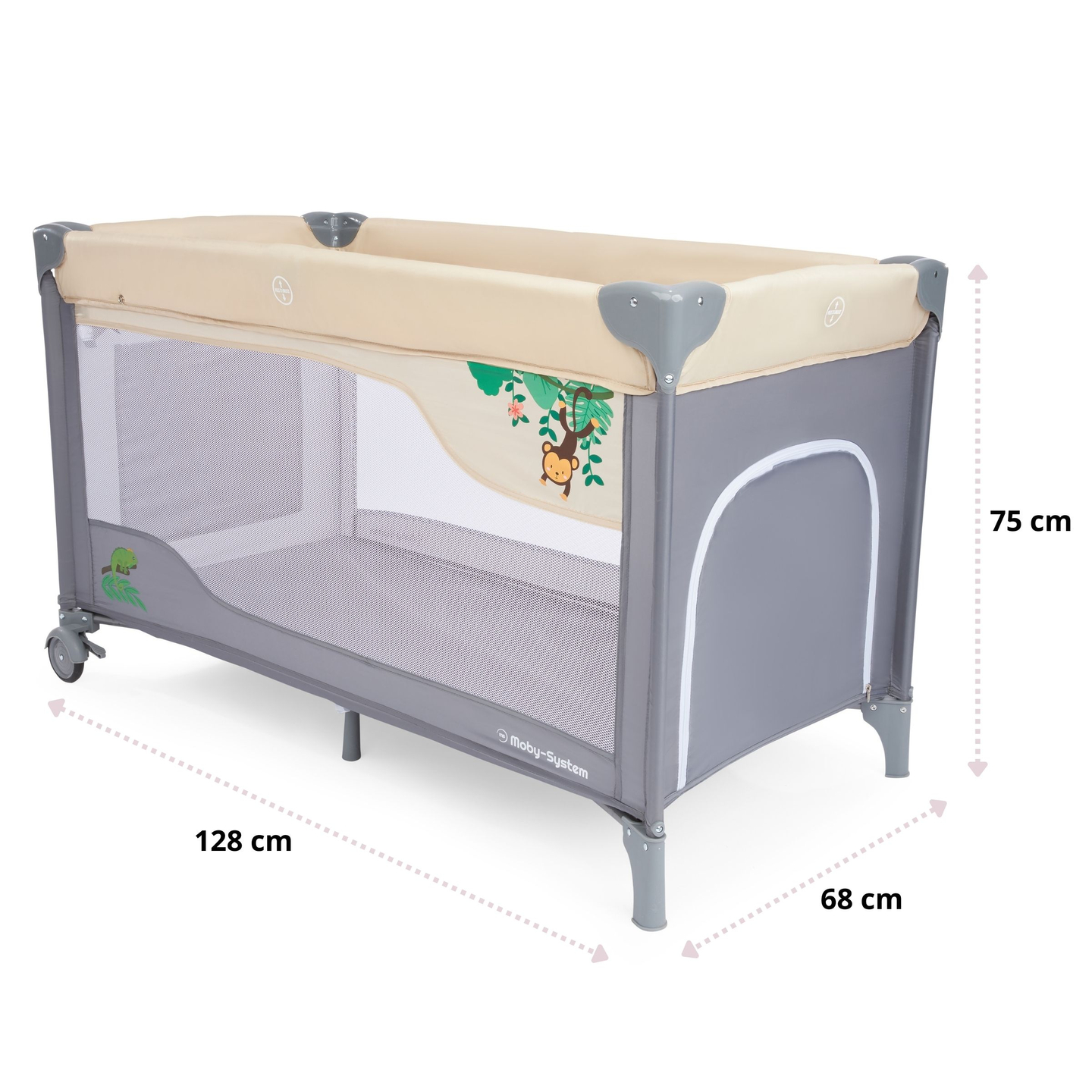 Putni krevetić 0 - 36 m sa stolom za prematanje + Moby-System HUXLEY igralište