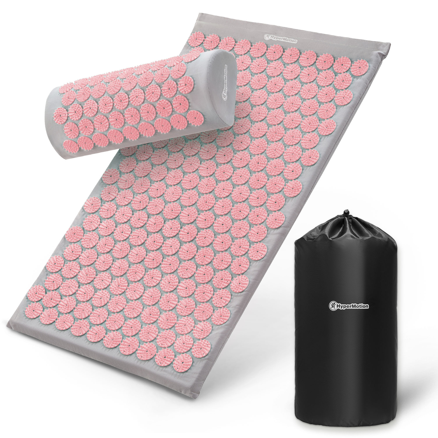 Prostirka za akupresuru s jastukom i navlakom - 72 cm HyperMotion siva i roza