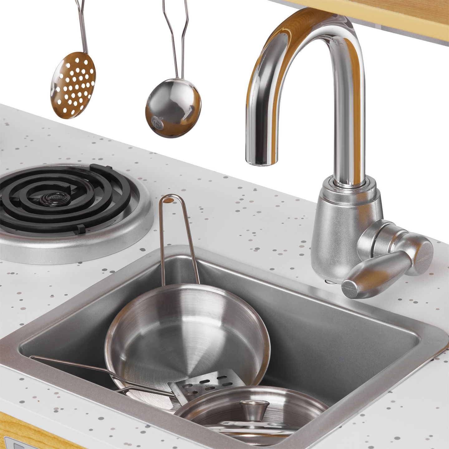 XXL drvena kuhinja s LED rasvjetom, pregačom i priborom