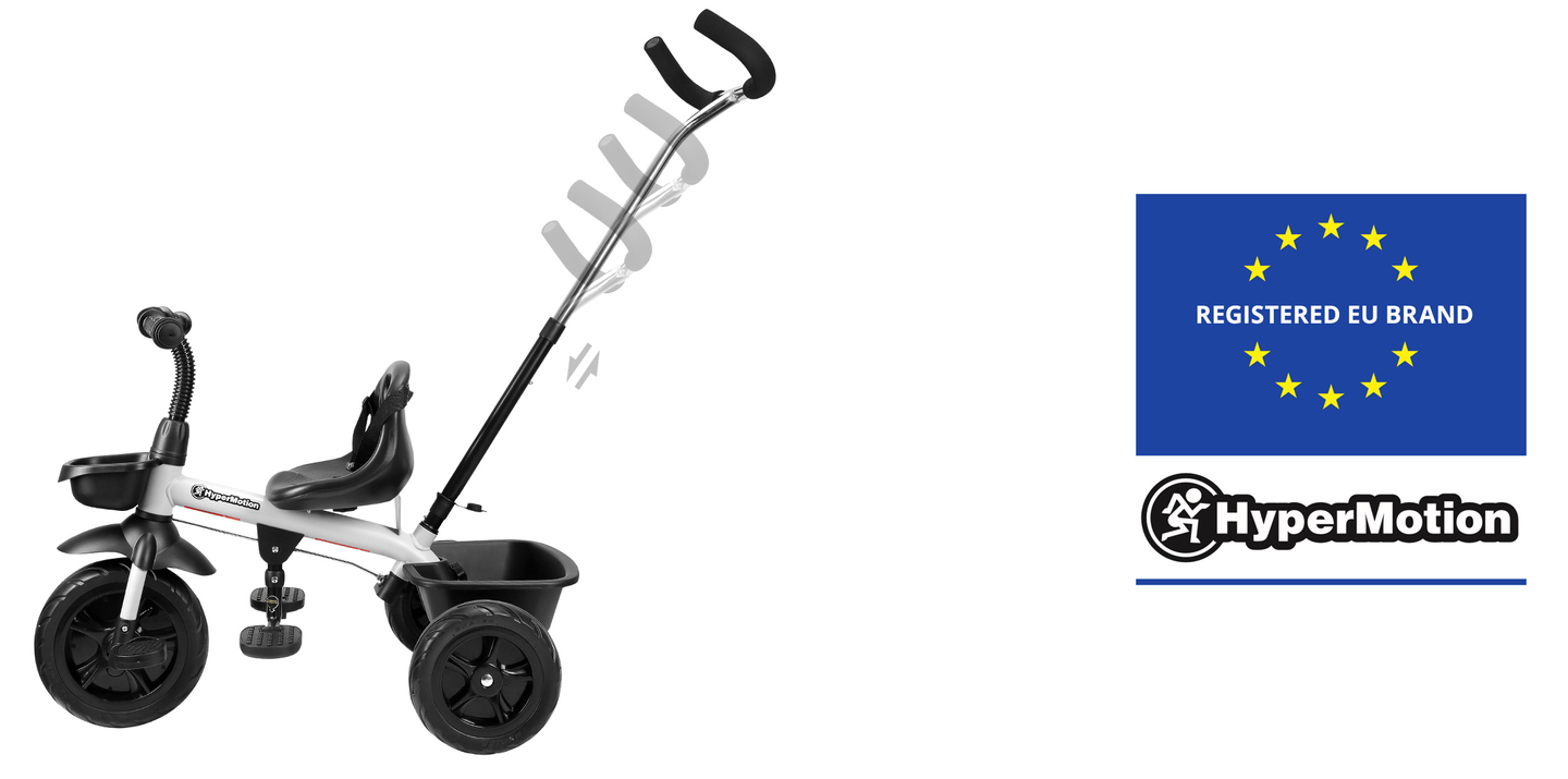 HyperMotion TOBI VECTOR tricikl - trajno napumpani kotači + potiskivač. Boja: svijetlo siva.