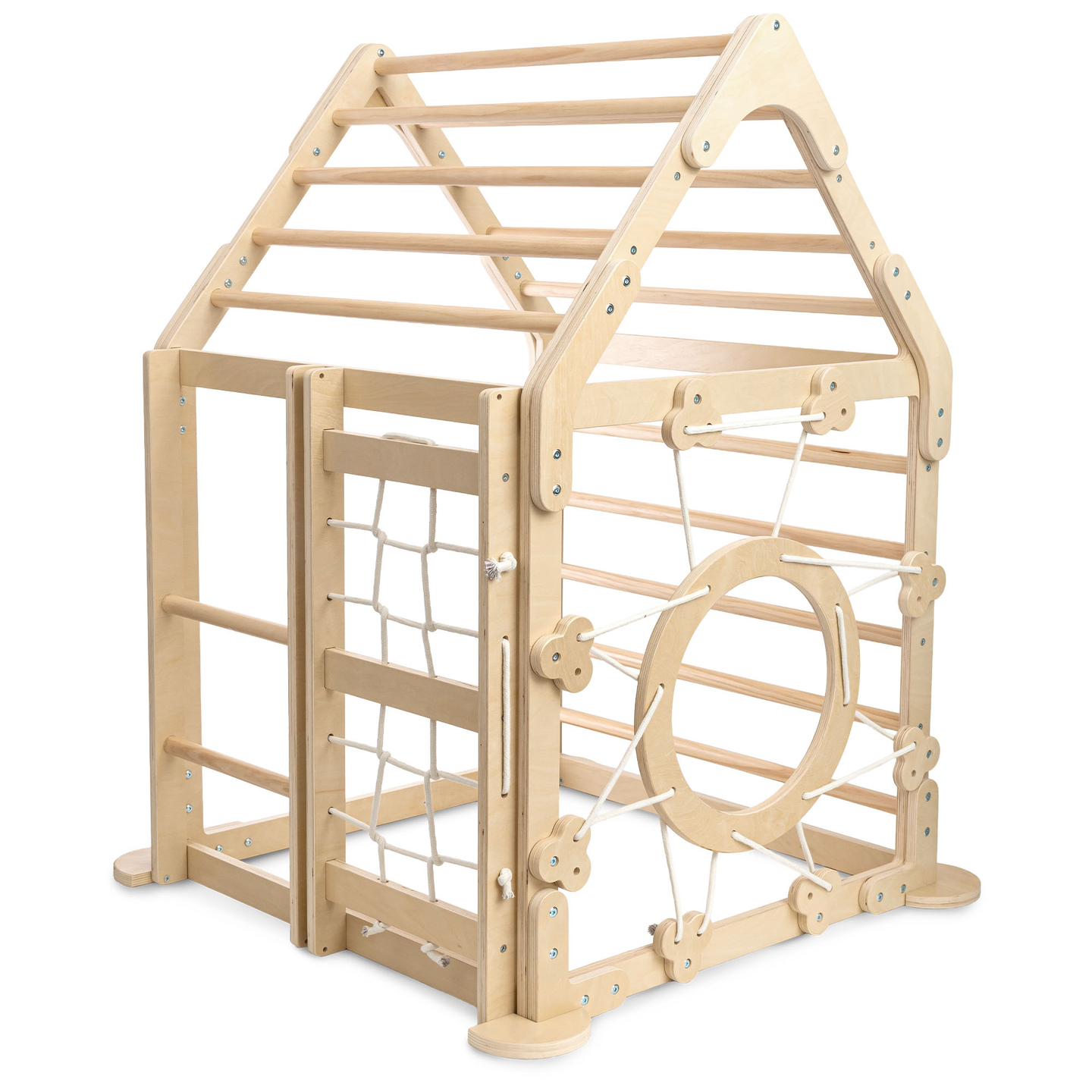 Drveno unutarnje igralište za djecu - kućica s ljestvama i toboganom